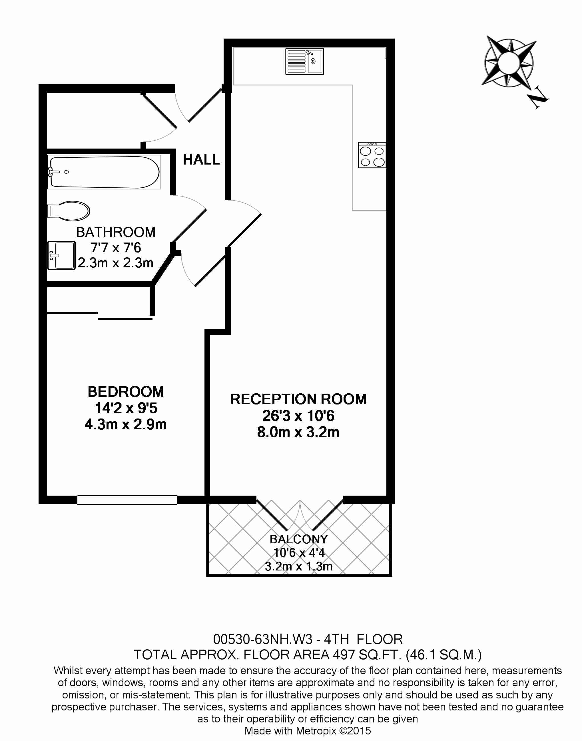 1 bedroom flat to rent in Bromyard Avenue, Acton, W3-Floorplan