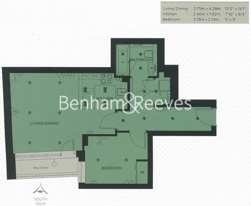 1 bedroom flat to rent in Dickens Yard, Ealing, W5-Floorplan