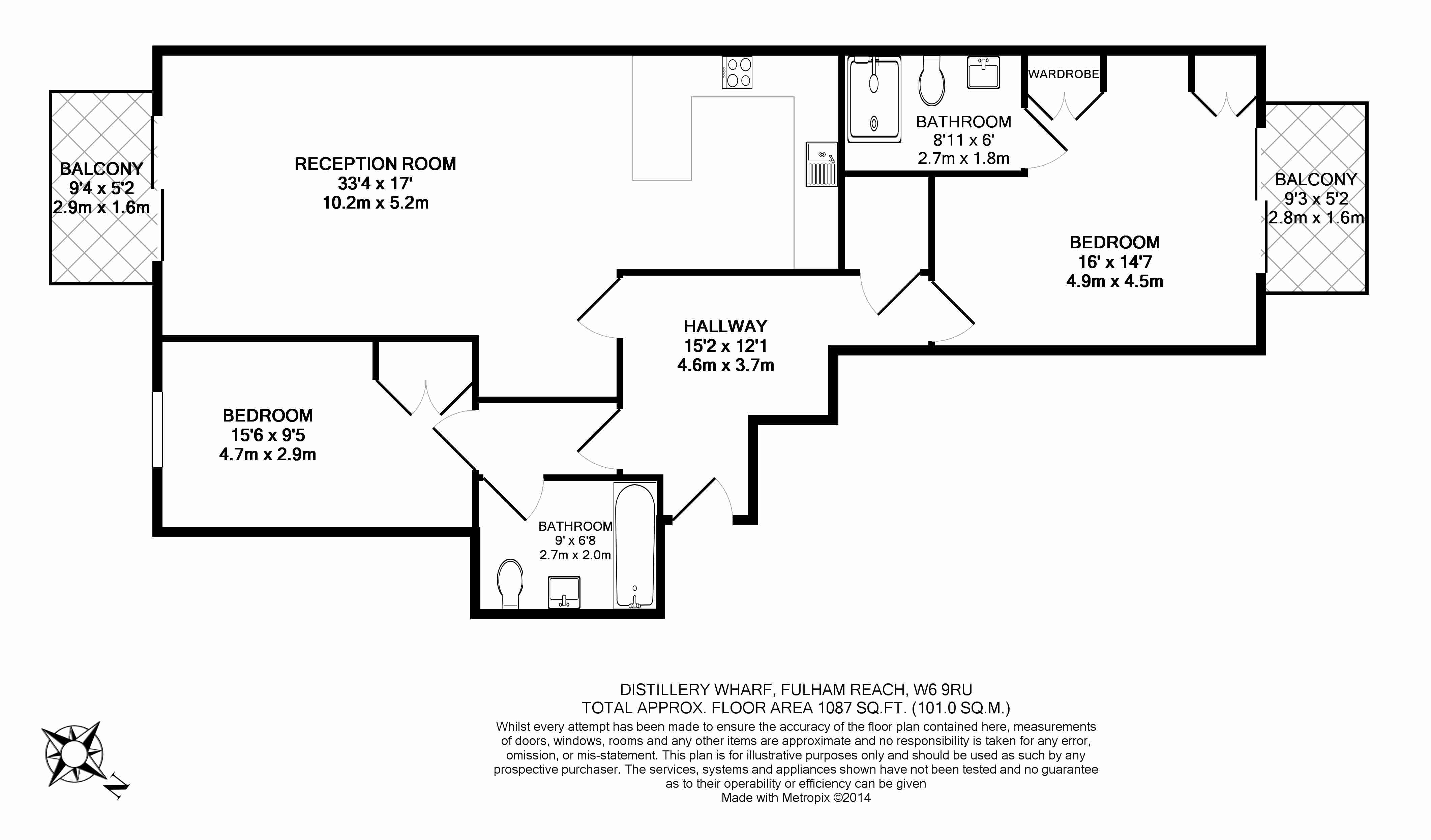 2 bedrooms flat to rent in Fulham Reach, Hammersmith, W6-Floorplan