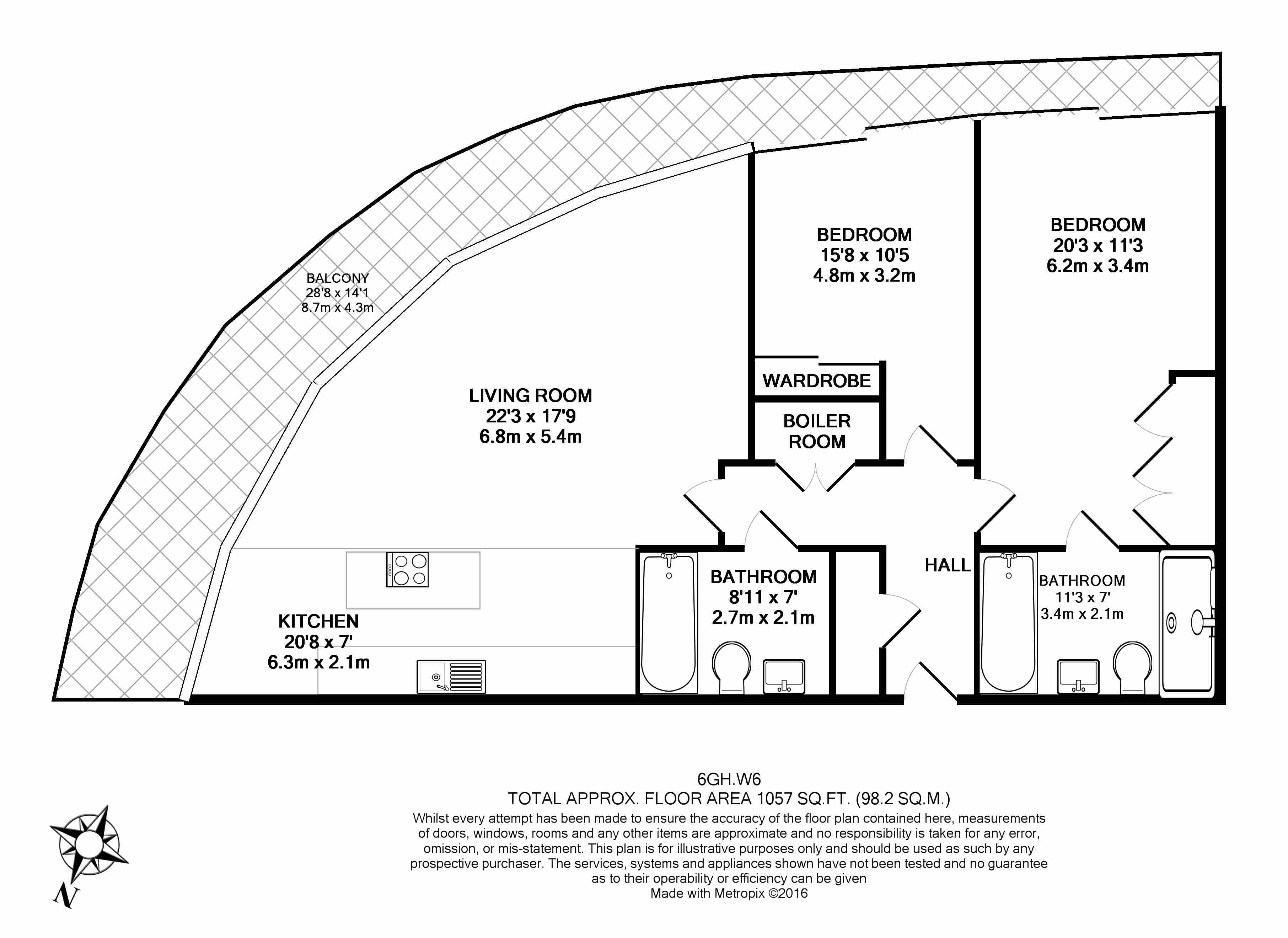 2 bedrooms flat to rent in Parr's Way, Fulham Reach, W6-Floorplan