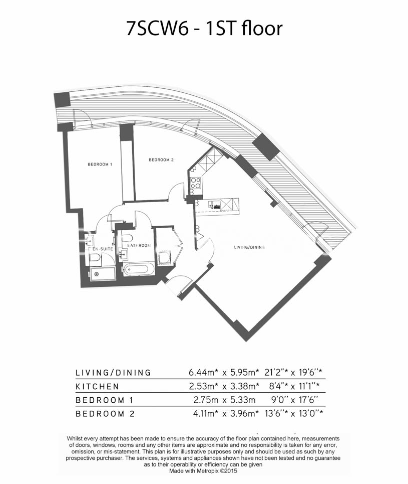 2  bedrooms flat to rent in Sovereign Court, Hammersmith, W6-Floorplan