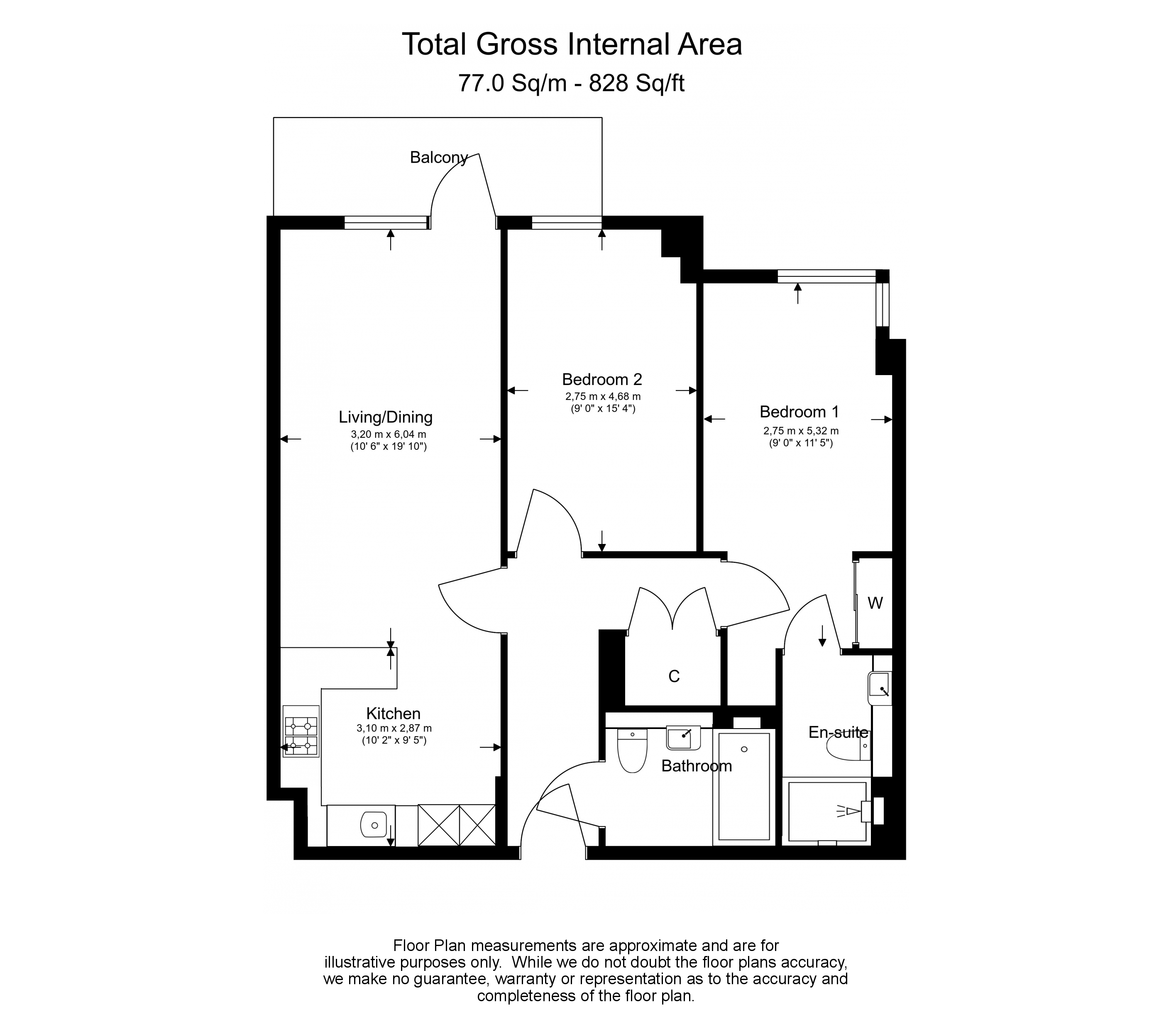 2 bedrooms flat to rent in Beaulieu House, Glenthorne Road, W6-Floorplan