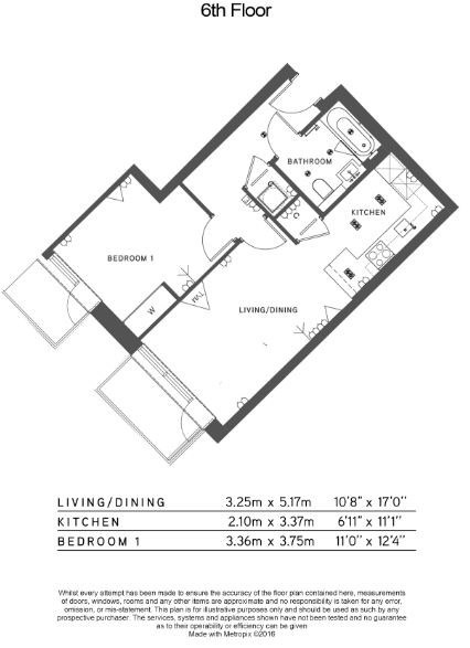 1 bedroom flat to rent in Sovereign Court, Hammersmith, W6-Floorplan