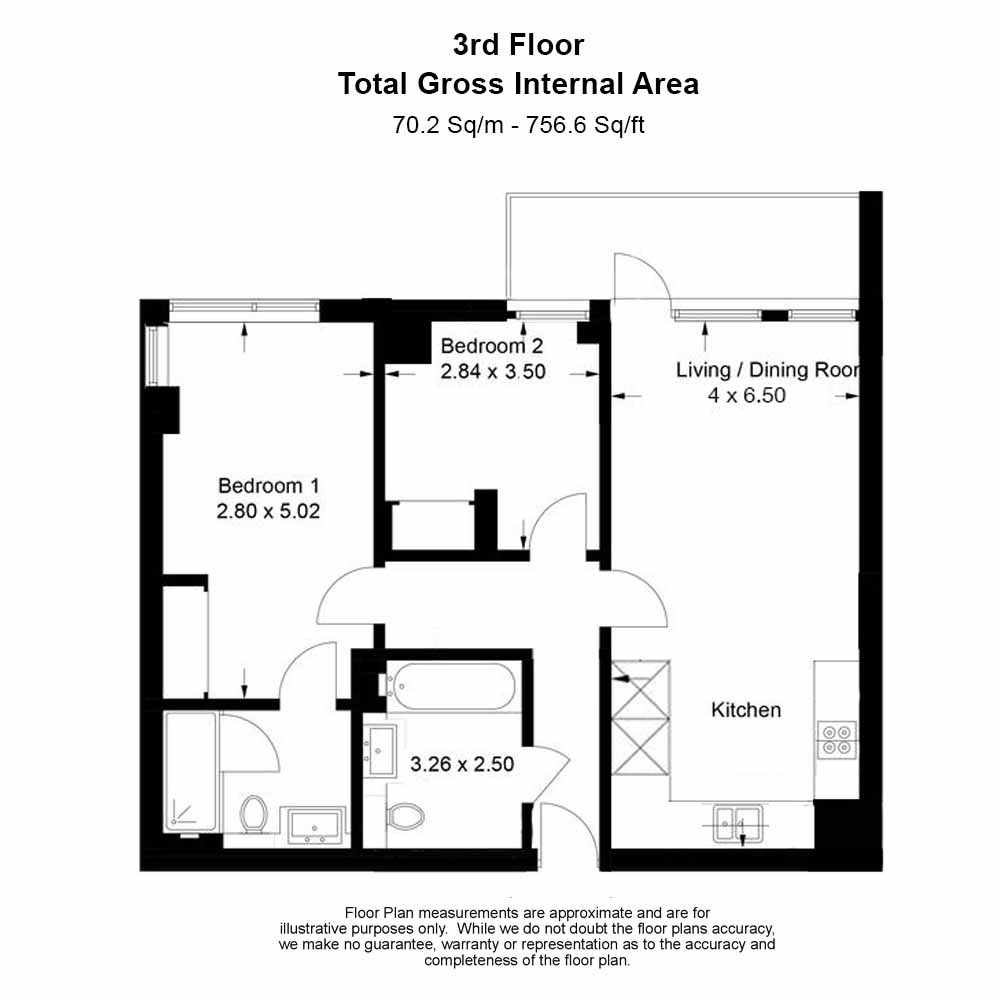 2 bedrooms flat to rent in Glenthorne Road, Hammersmith, W6-Floorplan