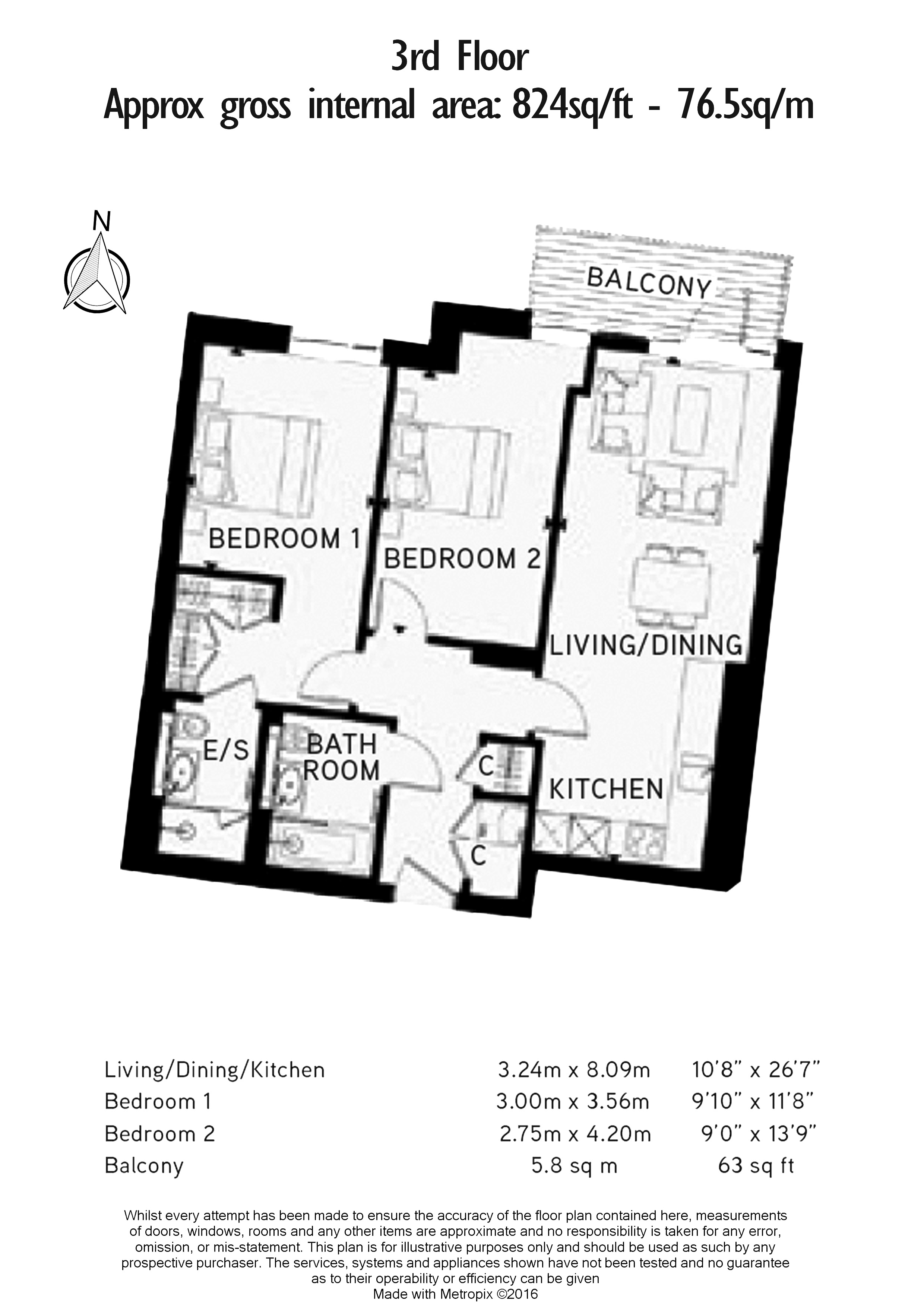 2 bedrooms flat to rent in Glenthorne Road, Hammersmith, W6-Floorplan