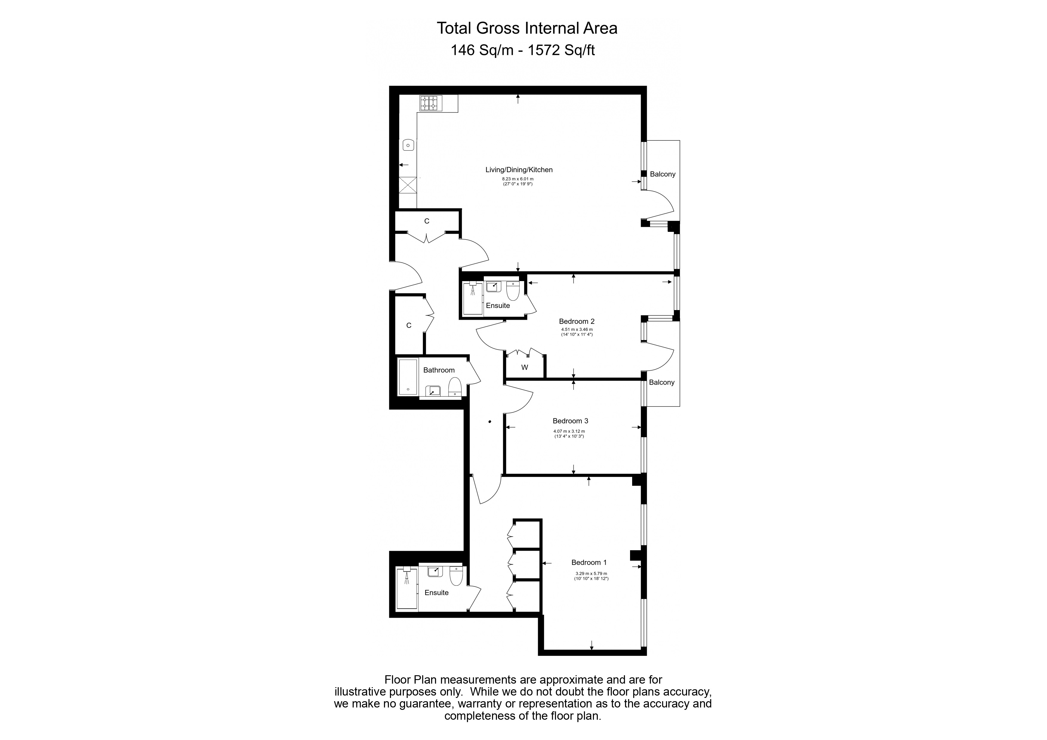 3 bedrooms flat to rent in Matcham House, 21 Glenthorne Road, W6-Floorplan