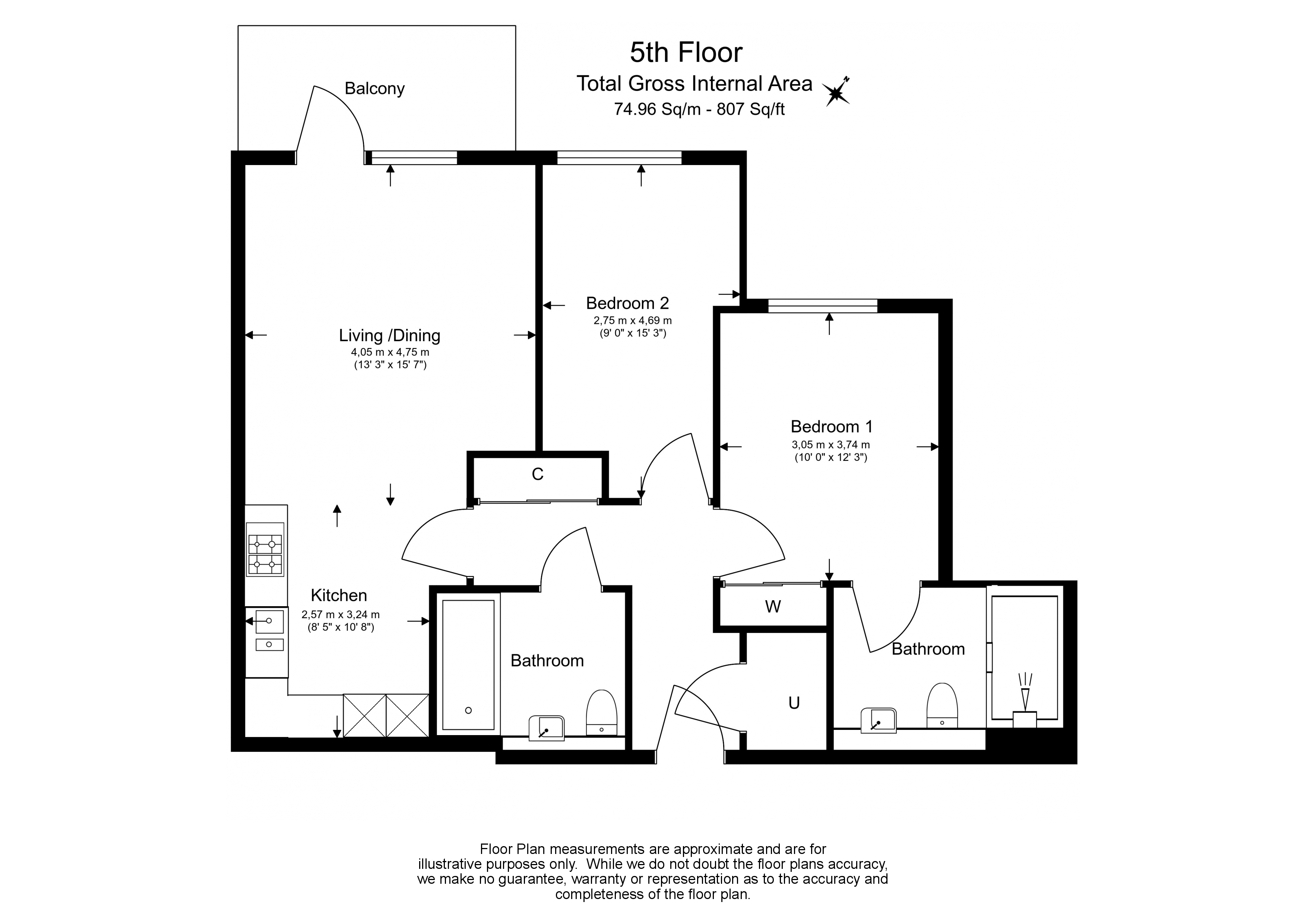 2 bedrooms flat to rent in Faulkner House, Tierney Lane, W6-Floorplan