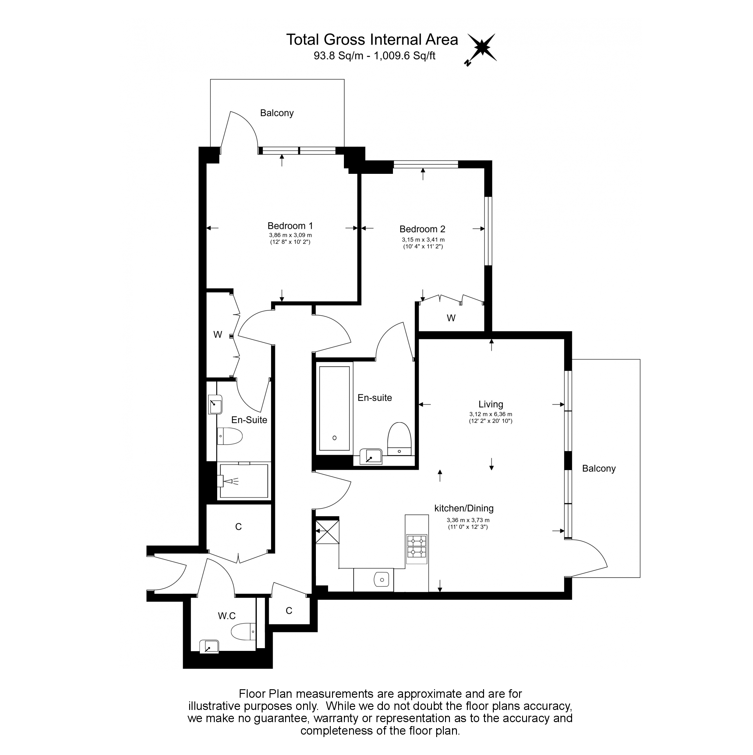 2 bedrooms flat to rent in Holland House, Parrs Way, W6-Floorplan