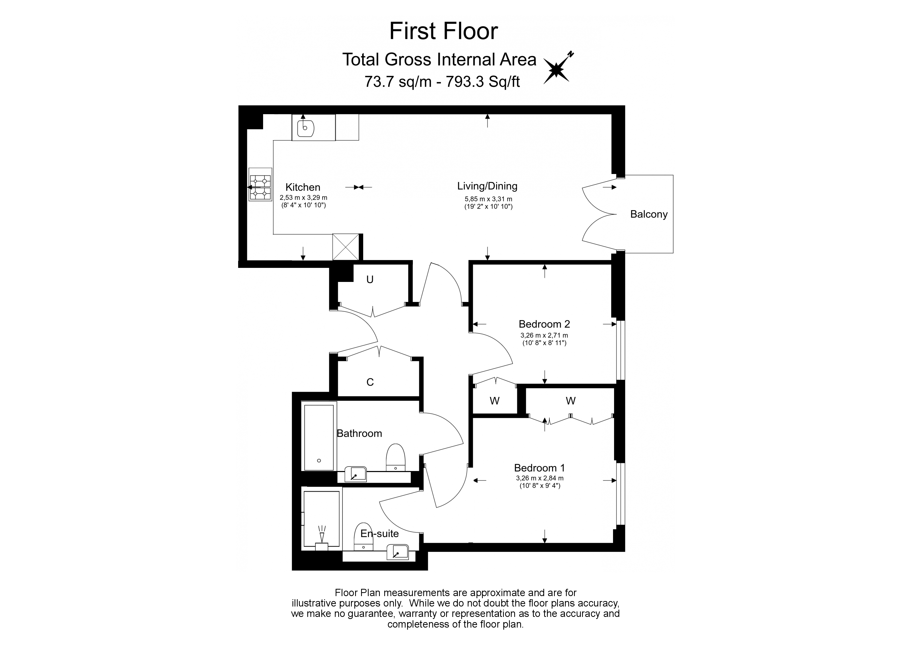 2 bedrooms flat to rent in Distillery Road, Hammersmith, W6-Floorplan