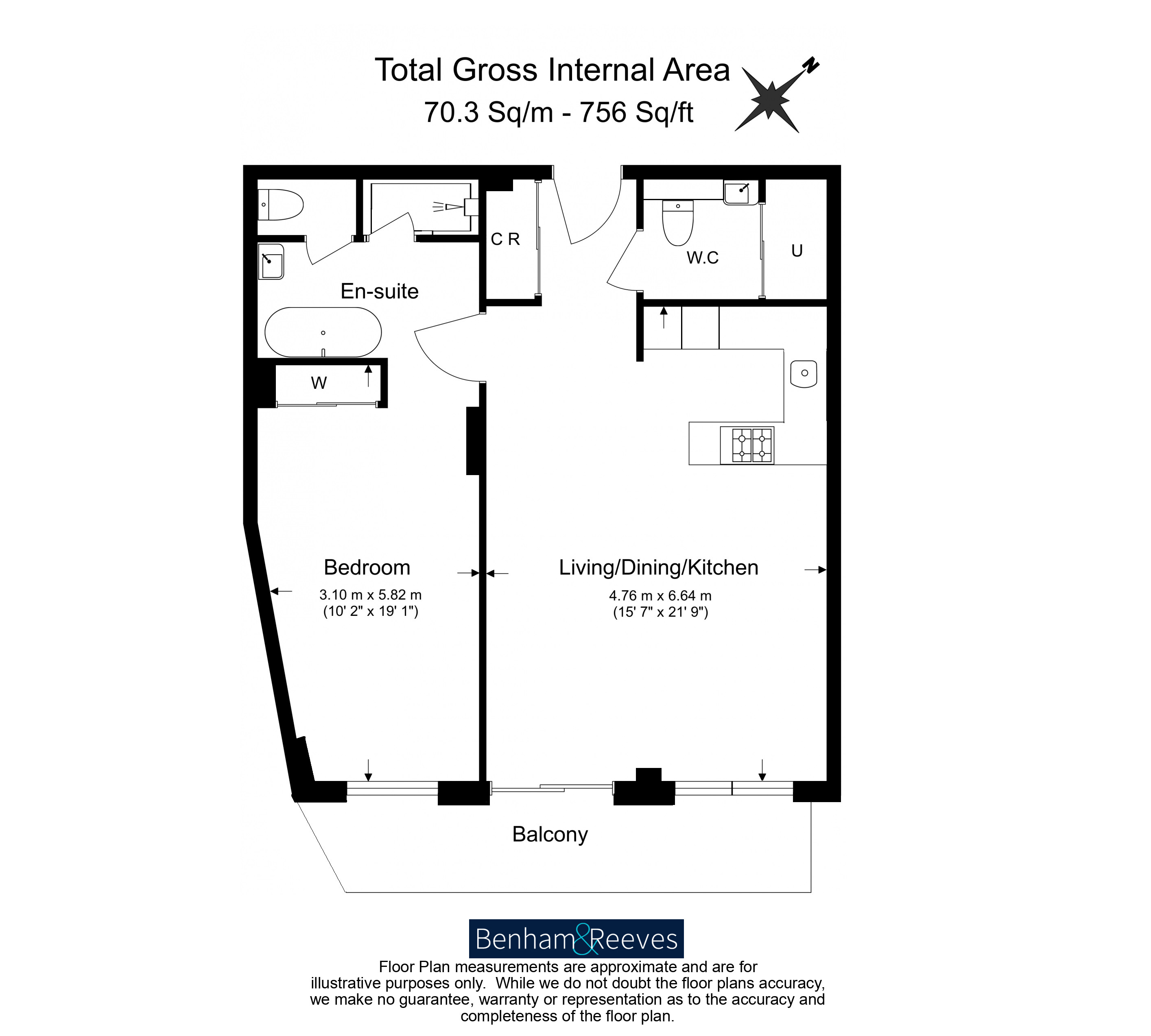 1 bedroom flat to rent in Queens Wharf, Hammersmith, W6-Floorplan