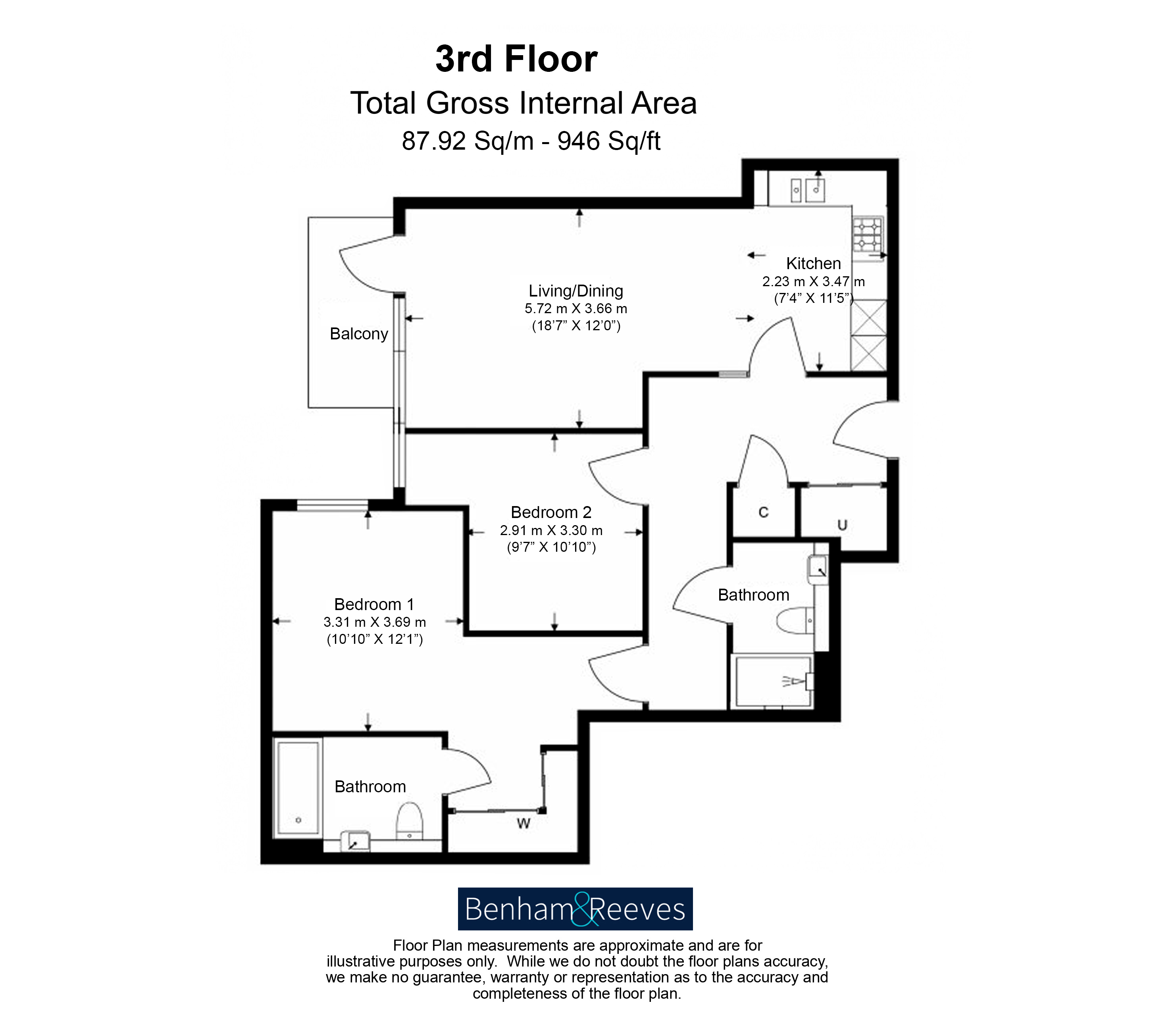 2 bedrooms flat to rent in Tierney Lane, Fulham Reach, W6-Floorplan