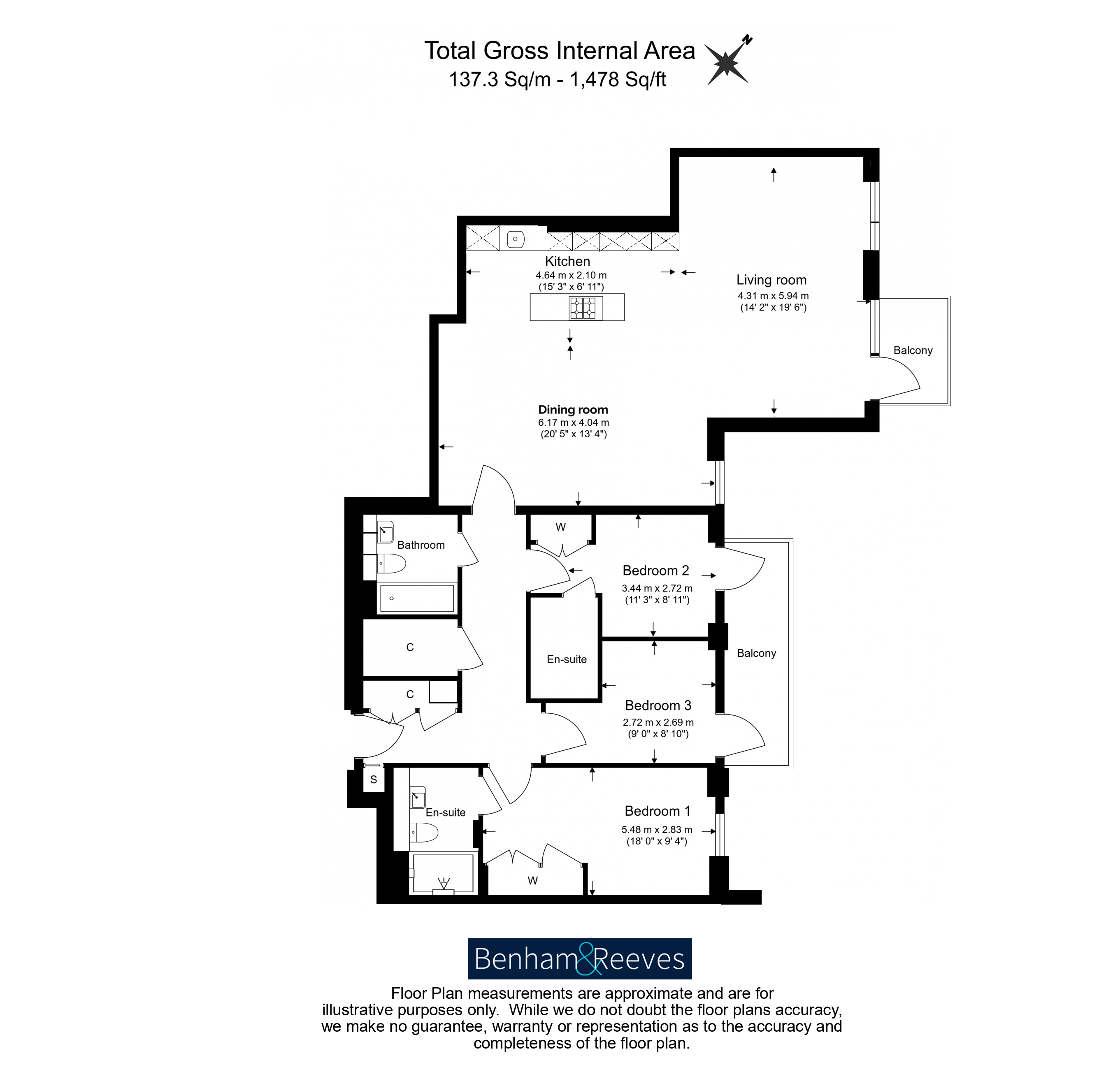 3 bedrooms flat to rent in Faulkner House, Tierney Lane, W6-Floorplan