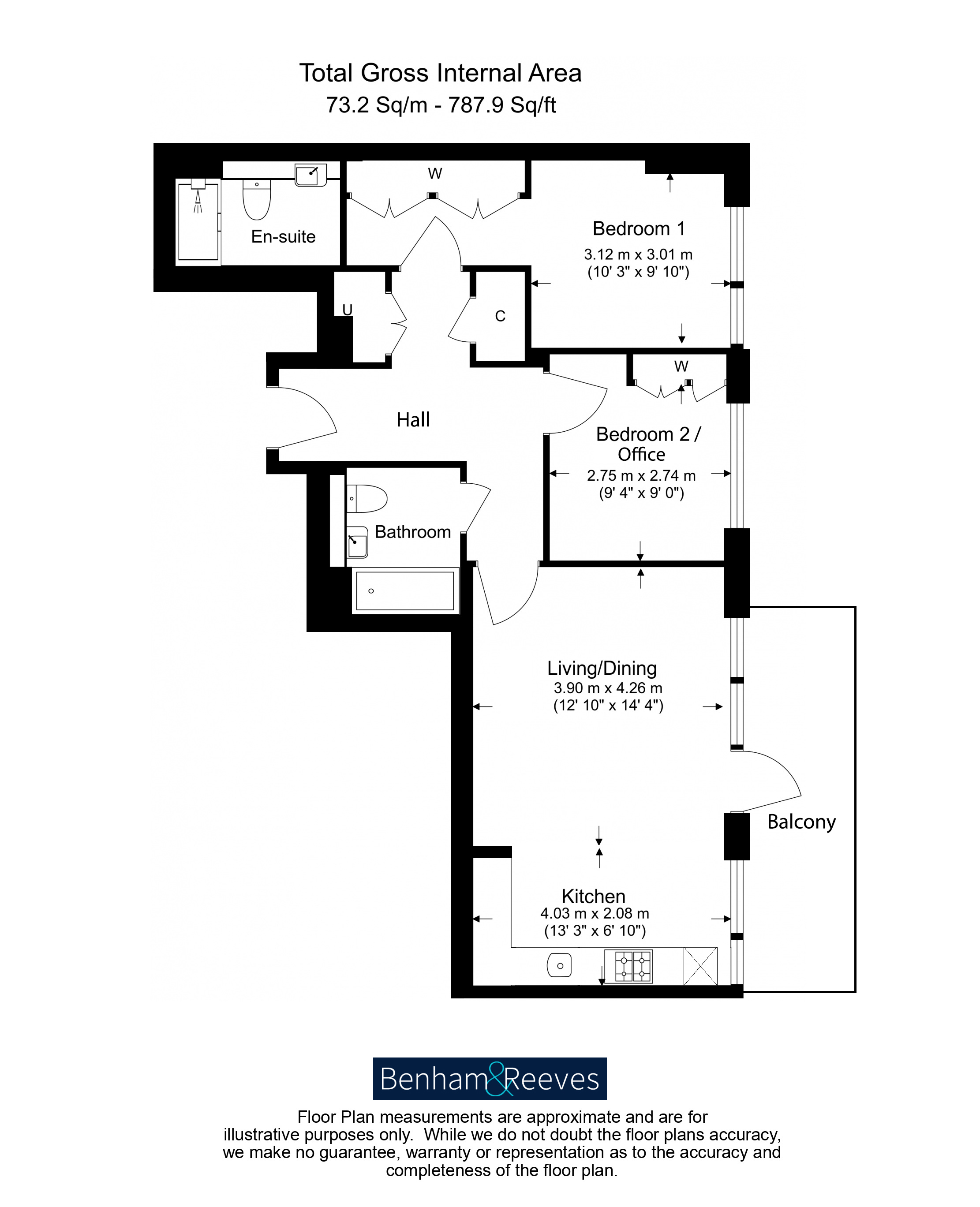 2  bedrooms flat to rent in Staniforth Court, Fulham Reach, W6-Floorplan