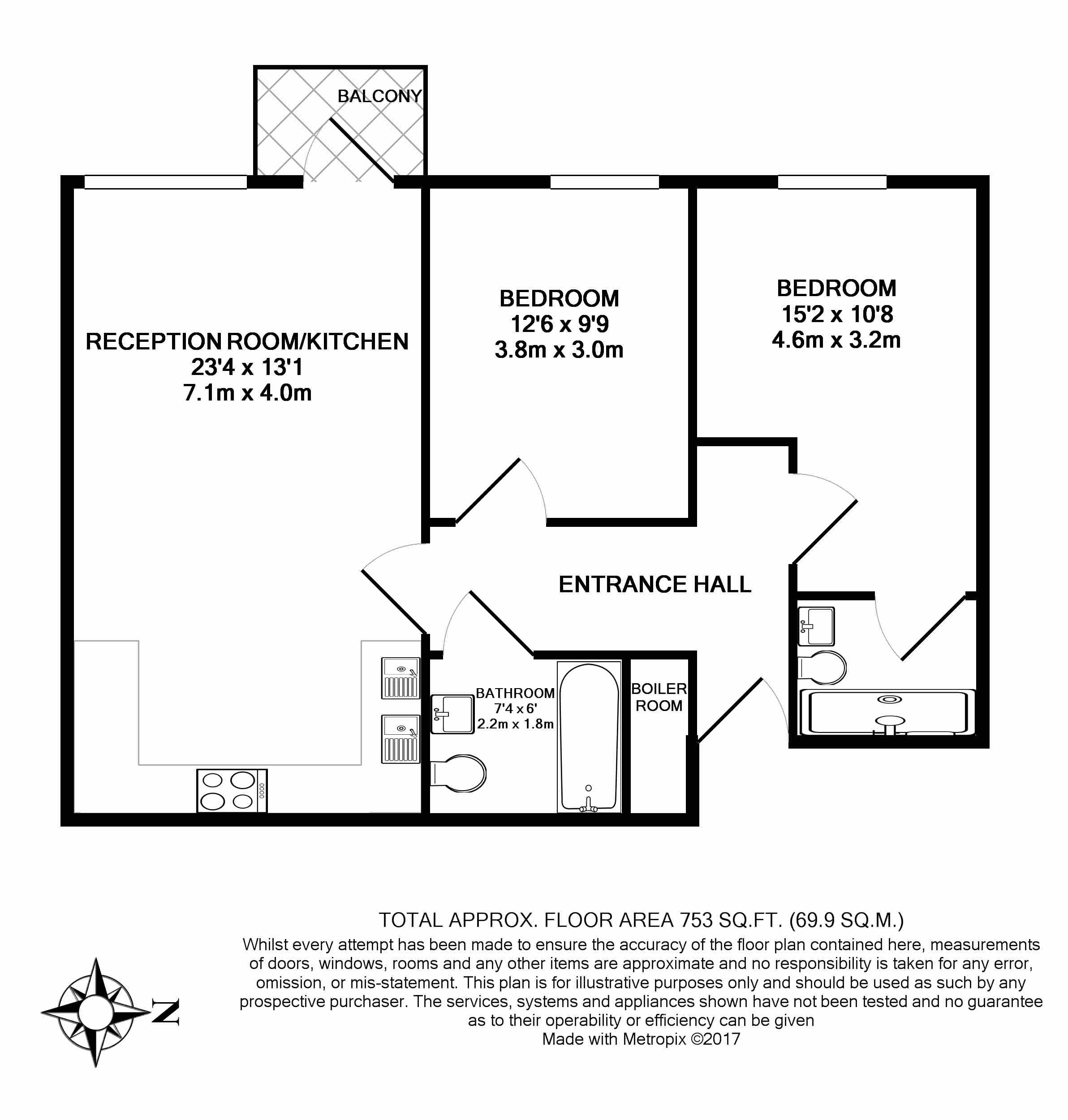 2 bedrooms flat to rent in Times Square, Aldgate East, E1-Floorplan