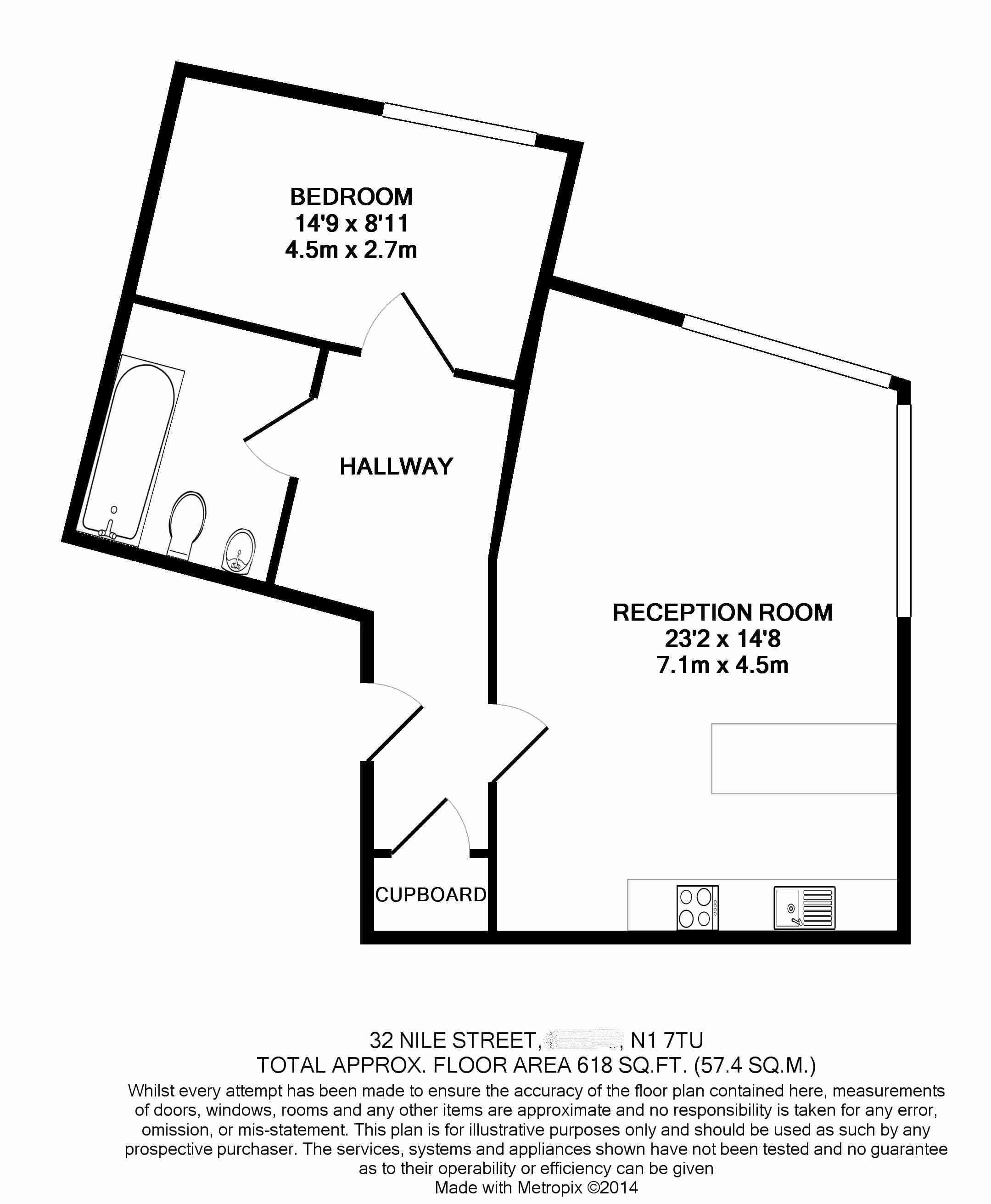 1 bedroom flat to rent in Pegaso Building, Nile Street, Hoxton, N1-Floorplan