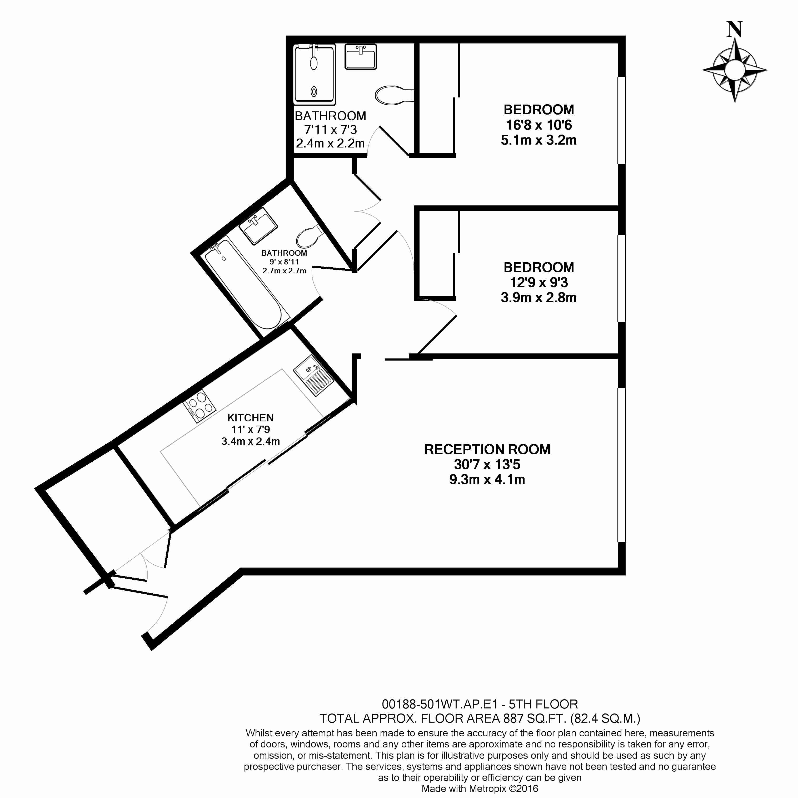 2 bedrooms flat to rent in Wiverton Tower, New Drum Street, Aldgate Place, E1-Floorplan