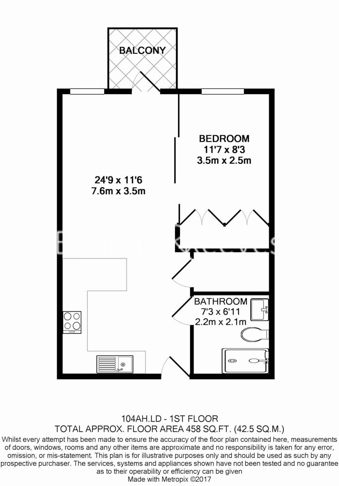 1 bedroom flat to rent in Vaughan Way, London Dock, E1W-Floorplan