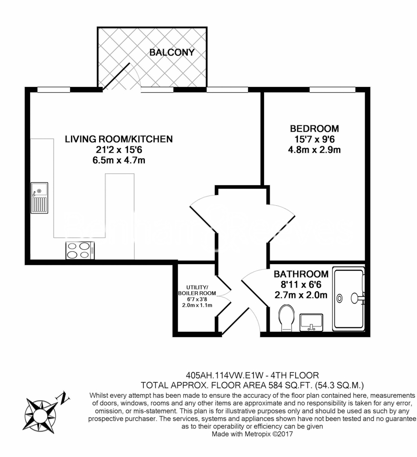 1 bedroom flat to rent in Ariel House, London Dock, Vaughan Way, E1W-Floorplan