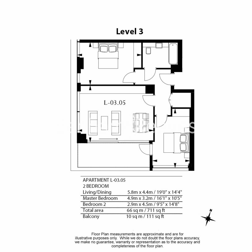 2 bedrooms flat to rent in Lavender Building, Royal Mint Gardens, Tower Hill, E1-Floorplan