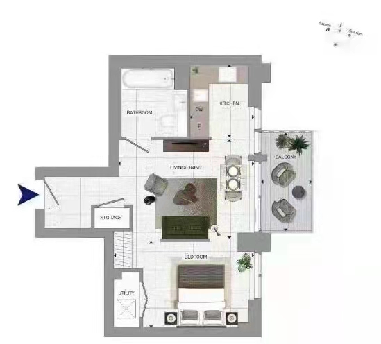 1 bedroom flat to rent in The Silk District, Whitechapel, E1-Floorplan