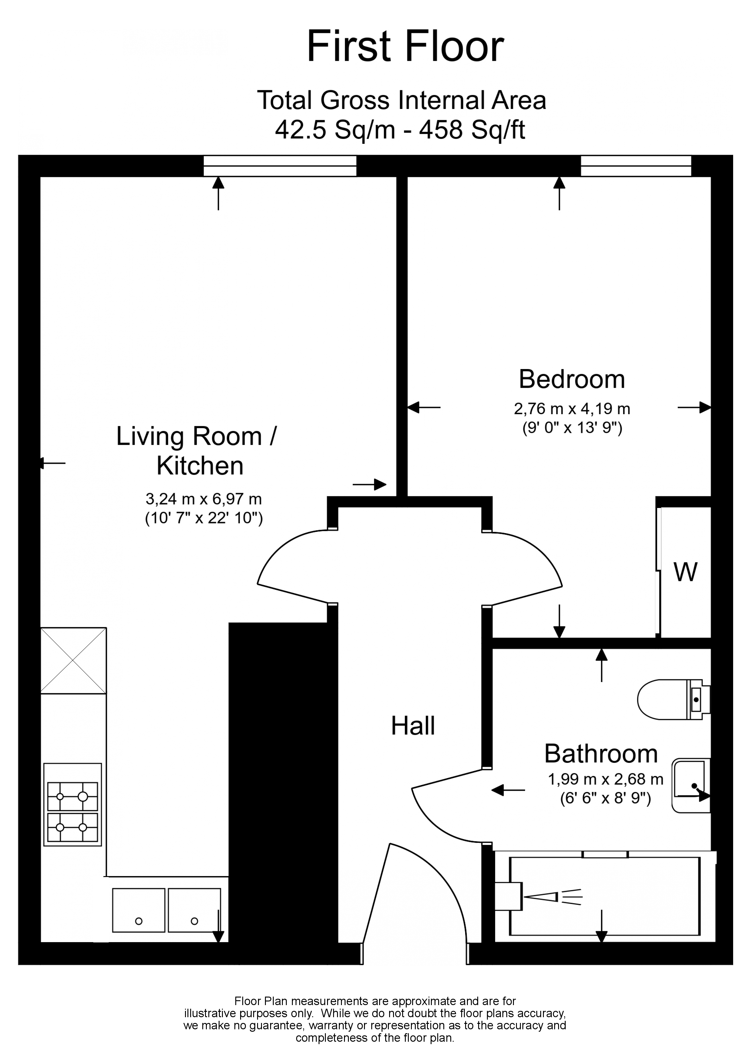 1 bedroom flat to rent in Whiting Way, Surrey Quays, SE16-Floorplan