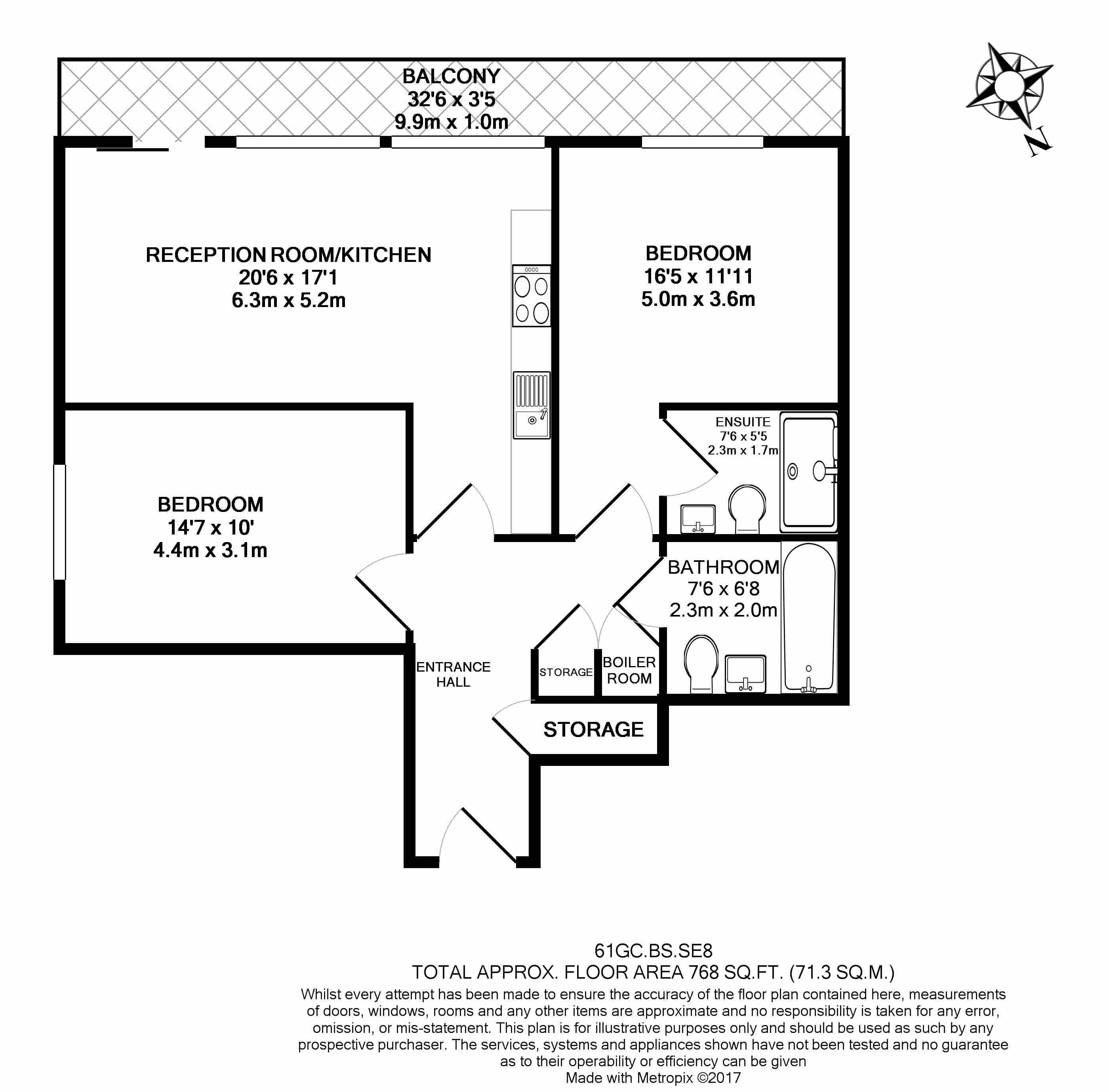 2 bedrooms flat to rent in Bailey Street, Surrey Quays, SE8-Floorplan