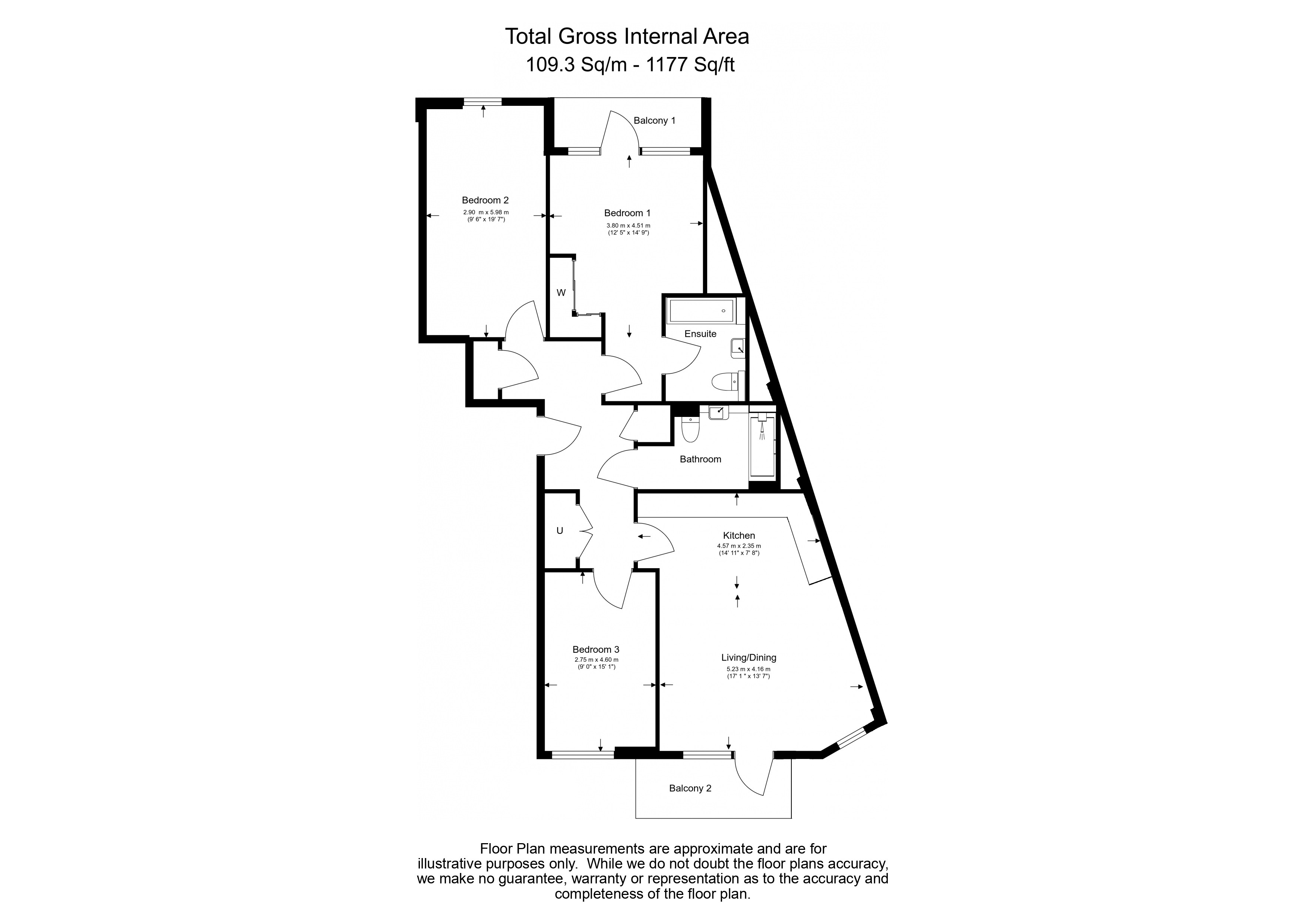 3 bedrooms flat to rent in Quinton Court, Plough Way, SE16-Floorplan