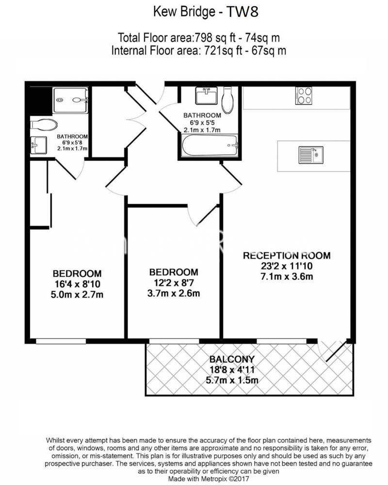 2 bedrooms flat to rent in Kew Bridge Road, Brentford, TW8-Floorplan