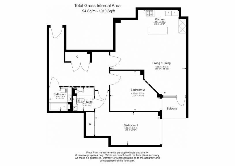 2 bedrooms flat to rent in Kew Bridge Road,Brentford, TW8-Floorplan