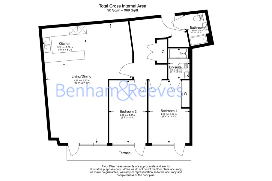 2 bedrooms flat to rent in Kew Bridge Road, Brentford, TW8-Floorplan