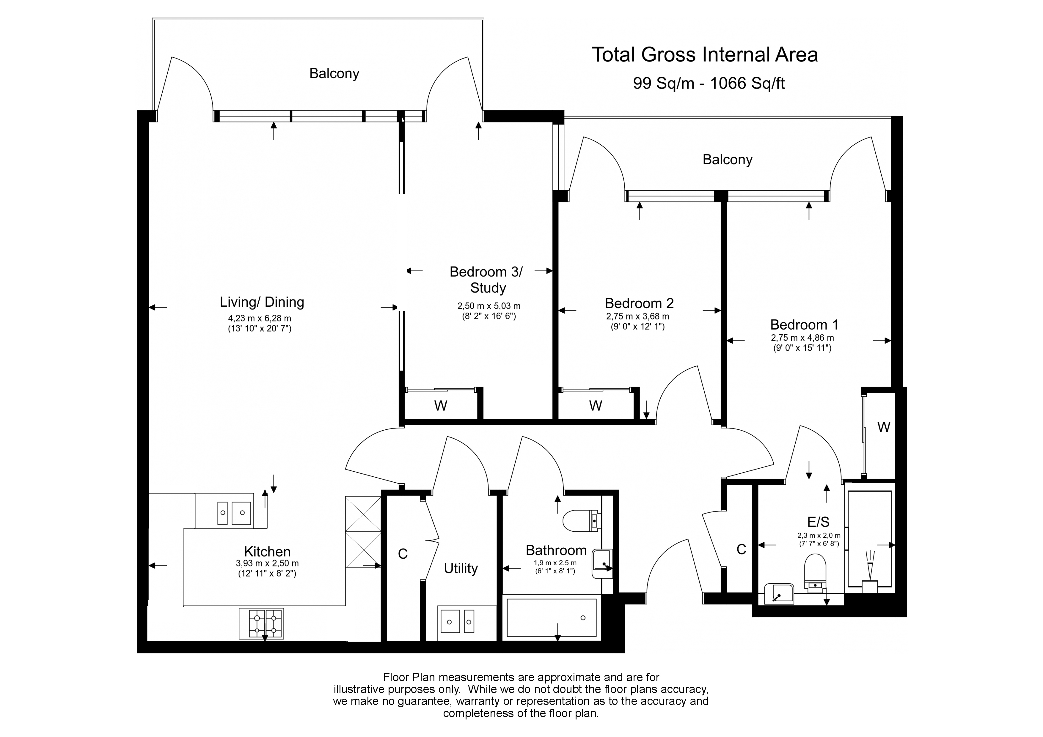 3 bedrooms flat to rent in Kew Bridge Road, Brentford, TW8-Floorplan