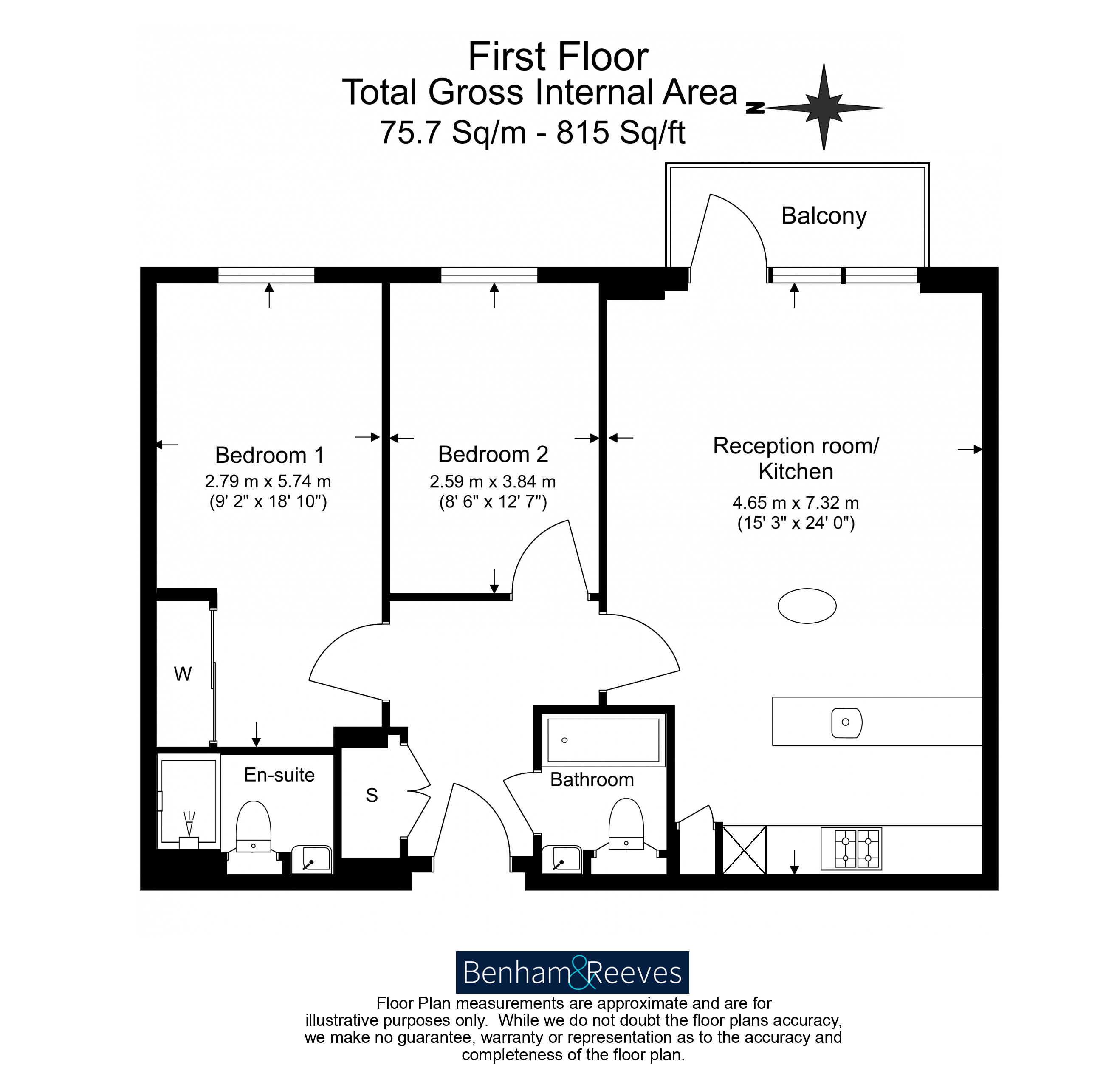 2 bedrooms flat to rent in Bridge Road, Kew, TW8-Floorplan