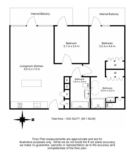 2 bedrooms flat to rent in New Union Square, Nine Elms, SW11-Floorplan