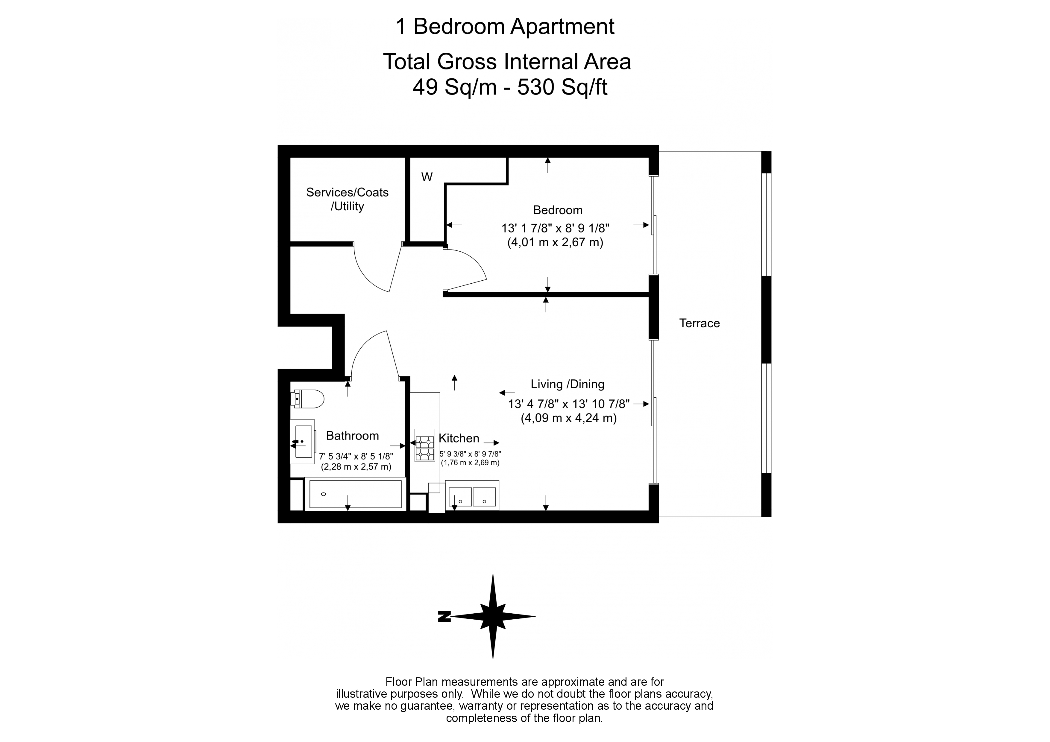 1 bedroom flat to rent in Valetta House, Queenstown Road, SW11-Floorplan