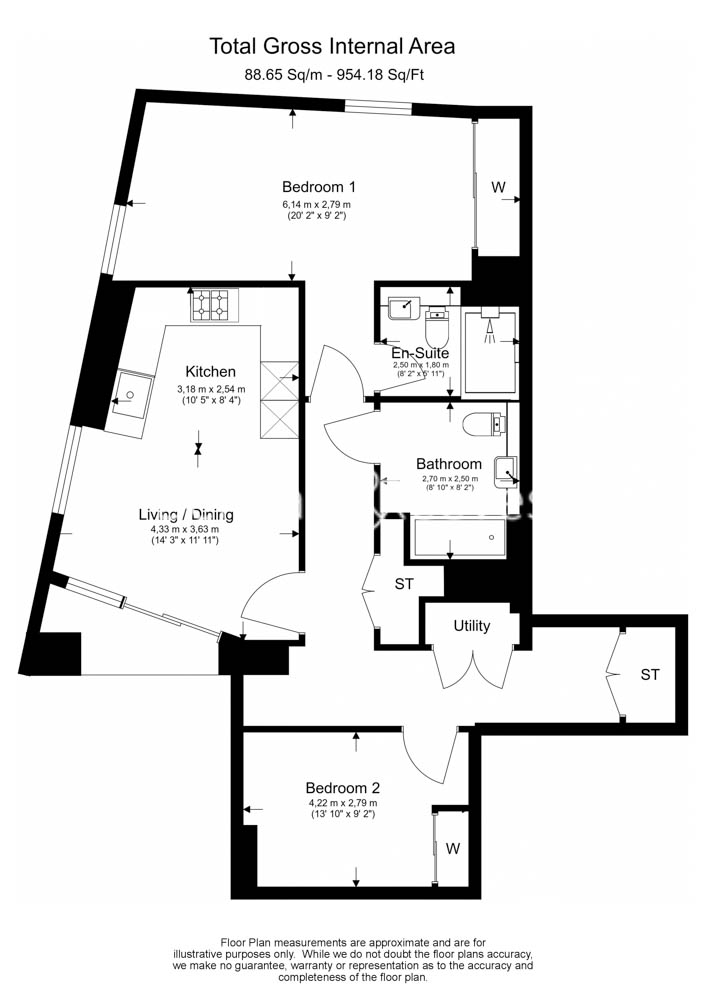 2 bedrooms flat to rent in Wandsworth Road, Nine Elms, SW8-Floorplan