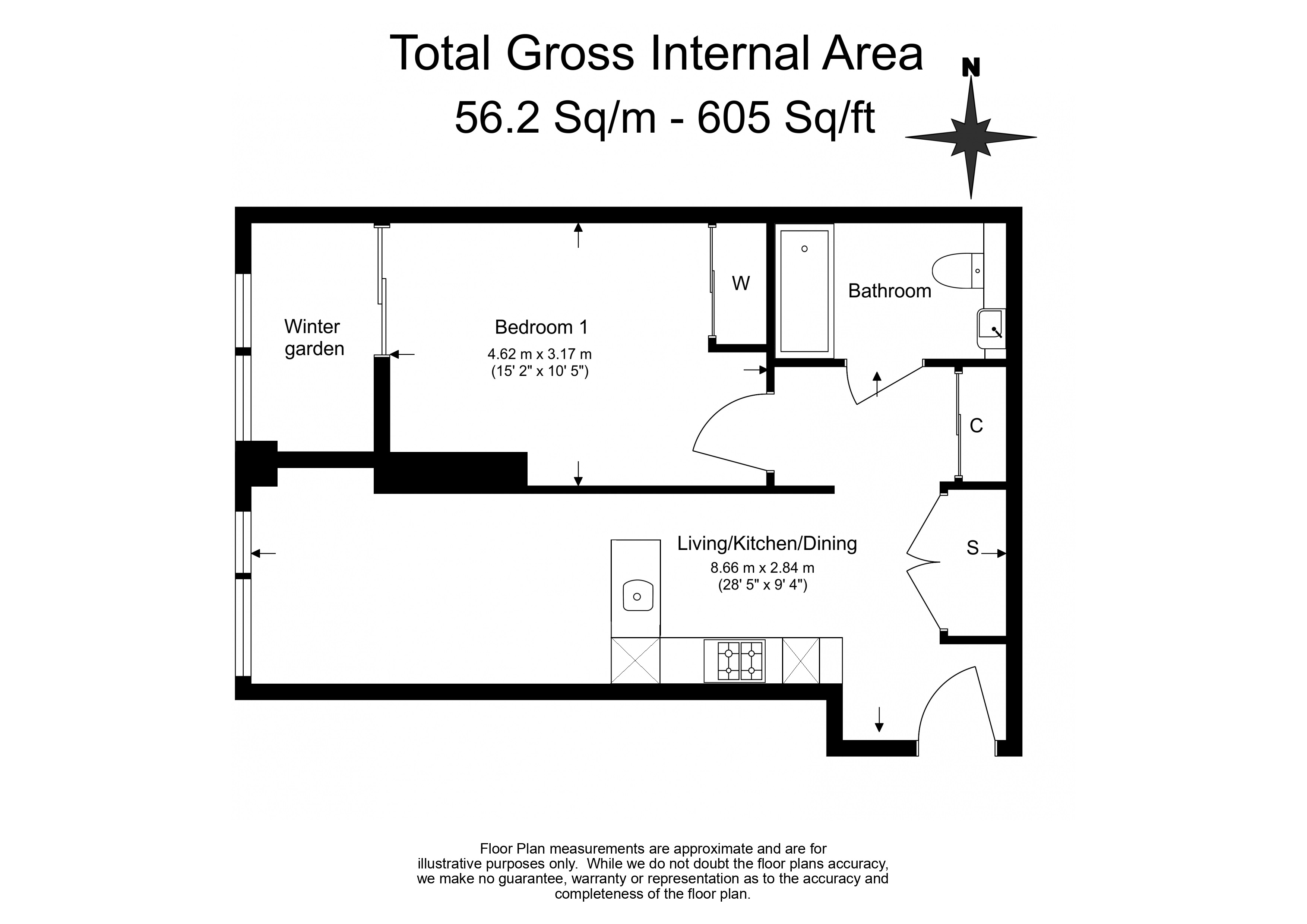 1 bedroom flat to rent in Bondway, Parry St, SW8-Floorplan