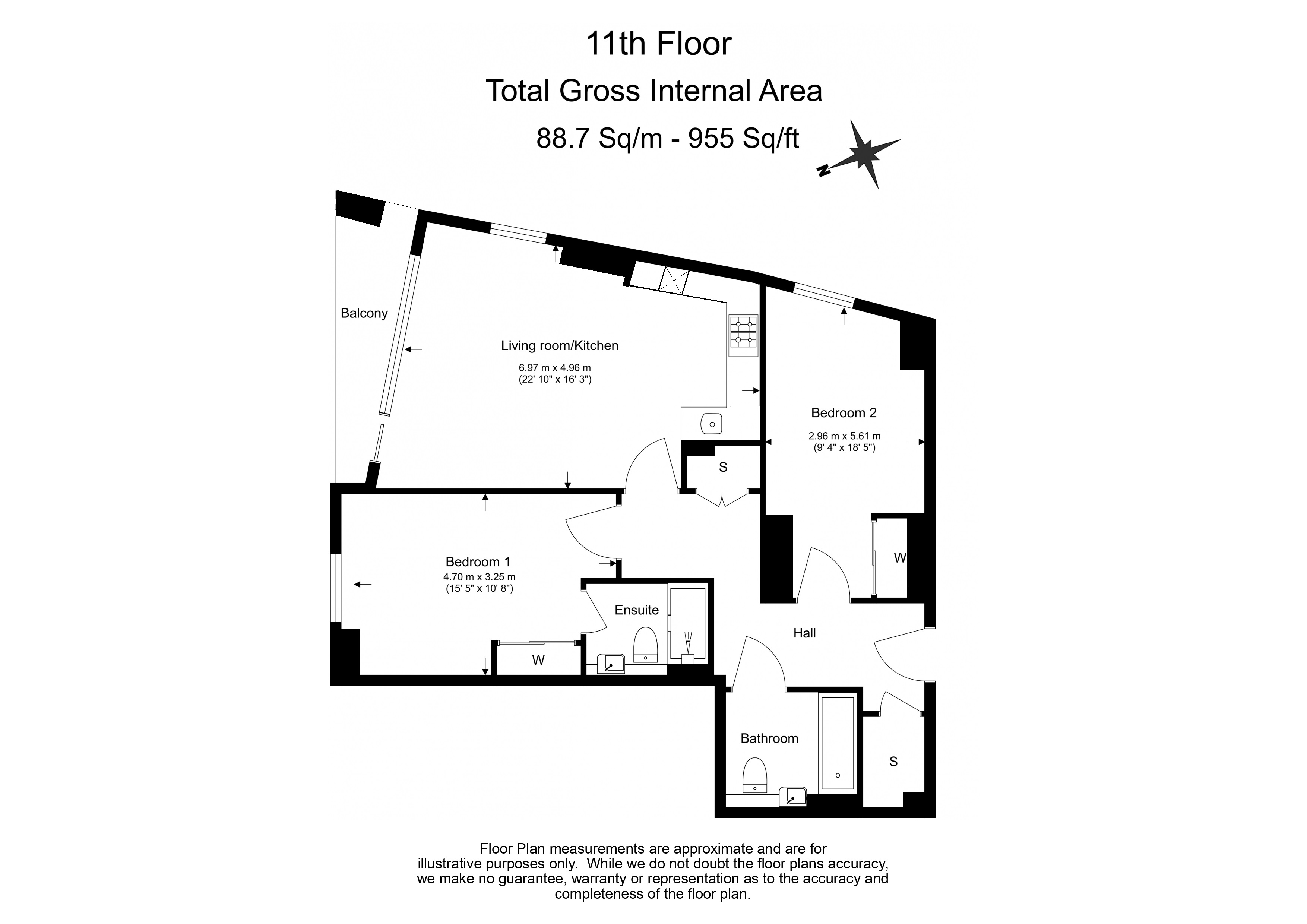 2 bedrooms flat to rent in Wandsworth Road, Nine Elms, SW8-Floorplan