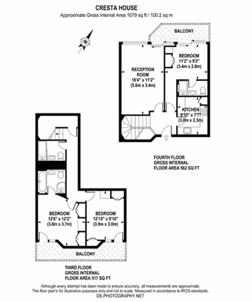 3 bedrooms flat to rent in Cresta House, Finchley Road, NW3-Floorplan