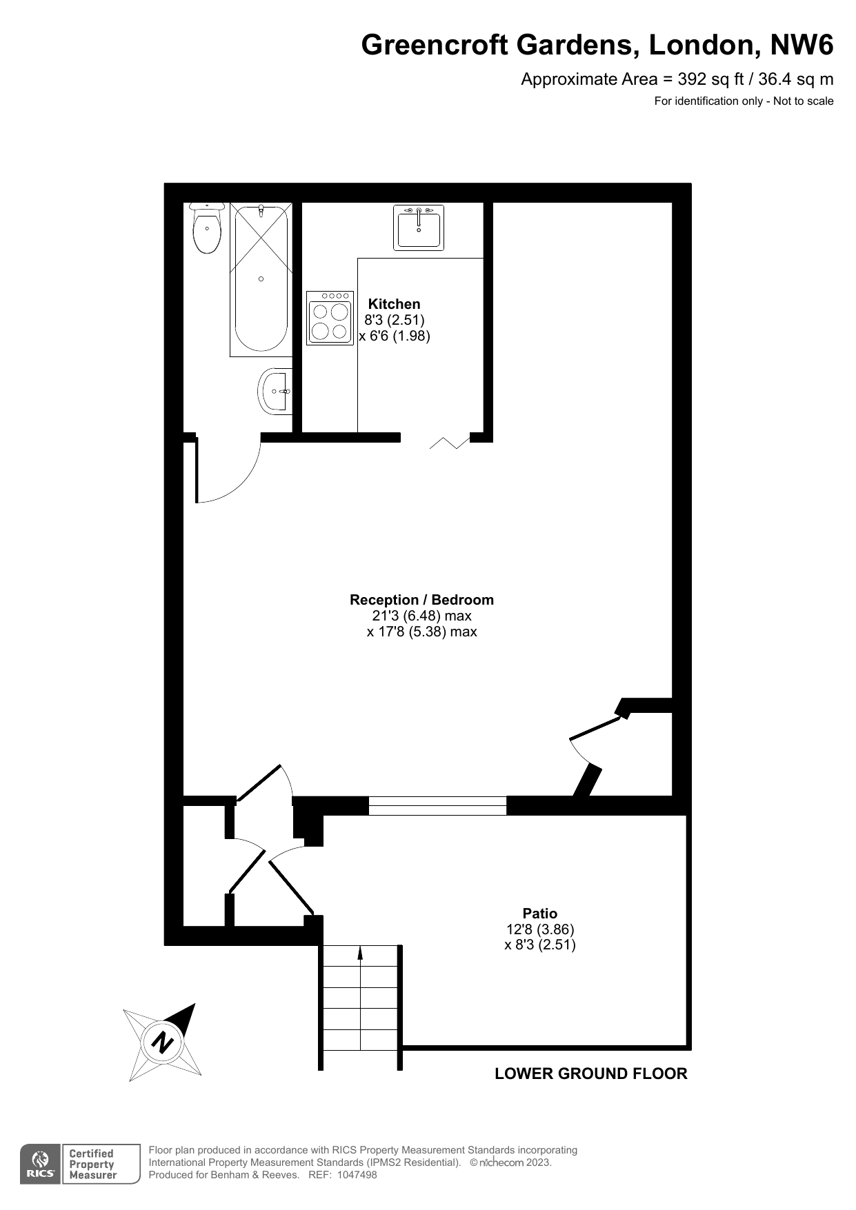 Studio flat to rent in Greencroft Gardens, Hampstead, NW6-Floorplan