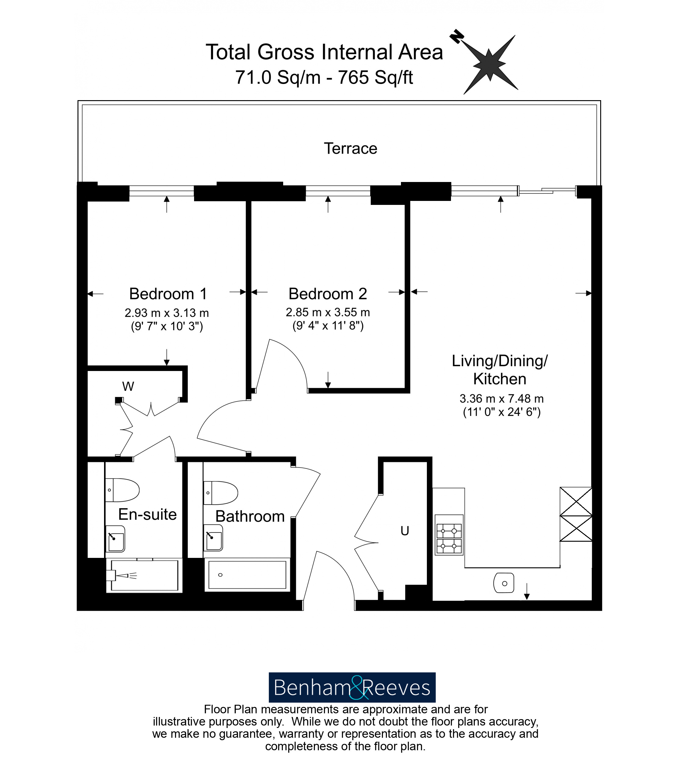 2 bedrooms flat to rent in The Hyde, West Hendon, NW9-Floorplan