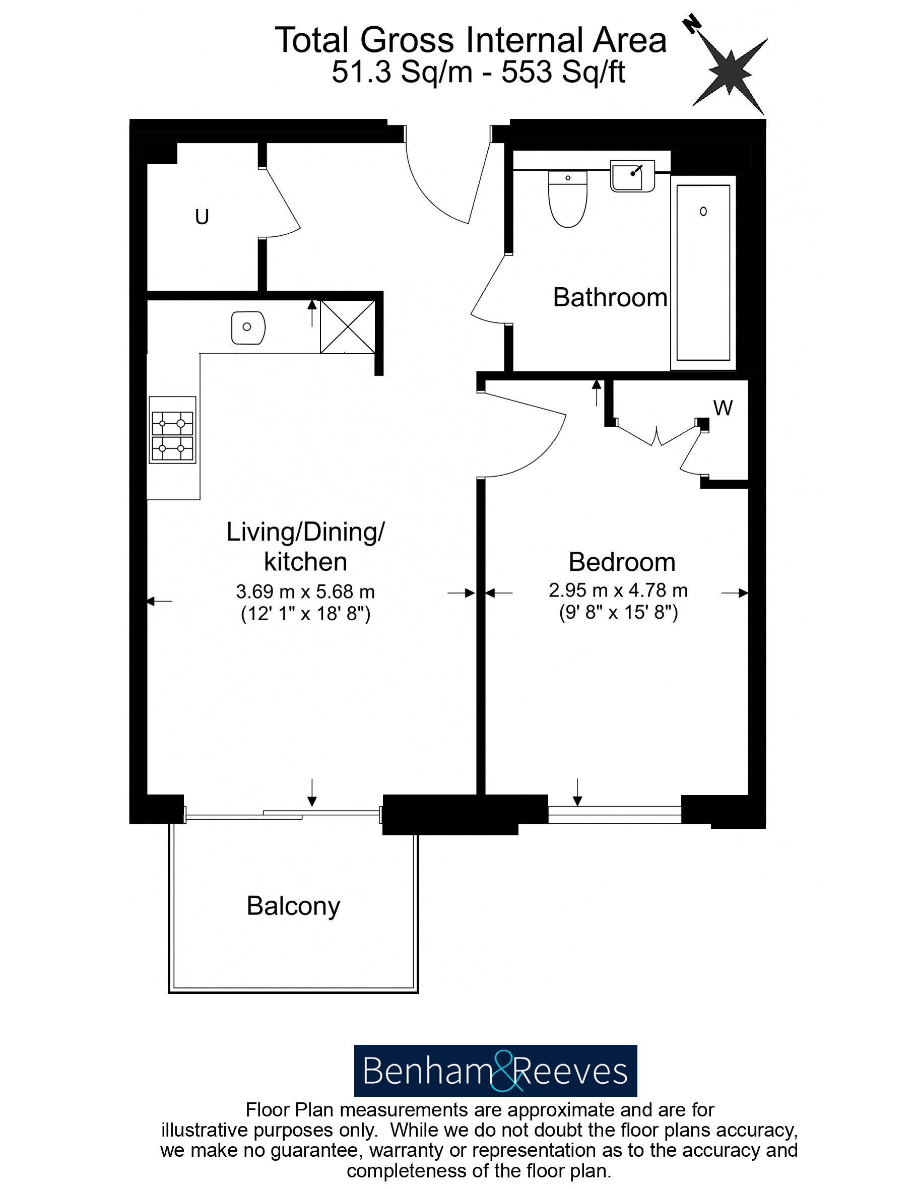 1 bedroom flat to rent in Henshaw Parade, Hampstead, NW9-Floorplan