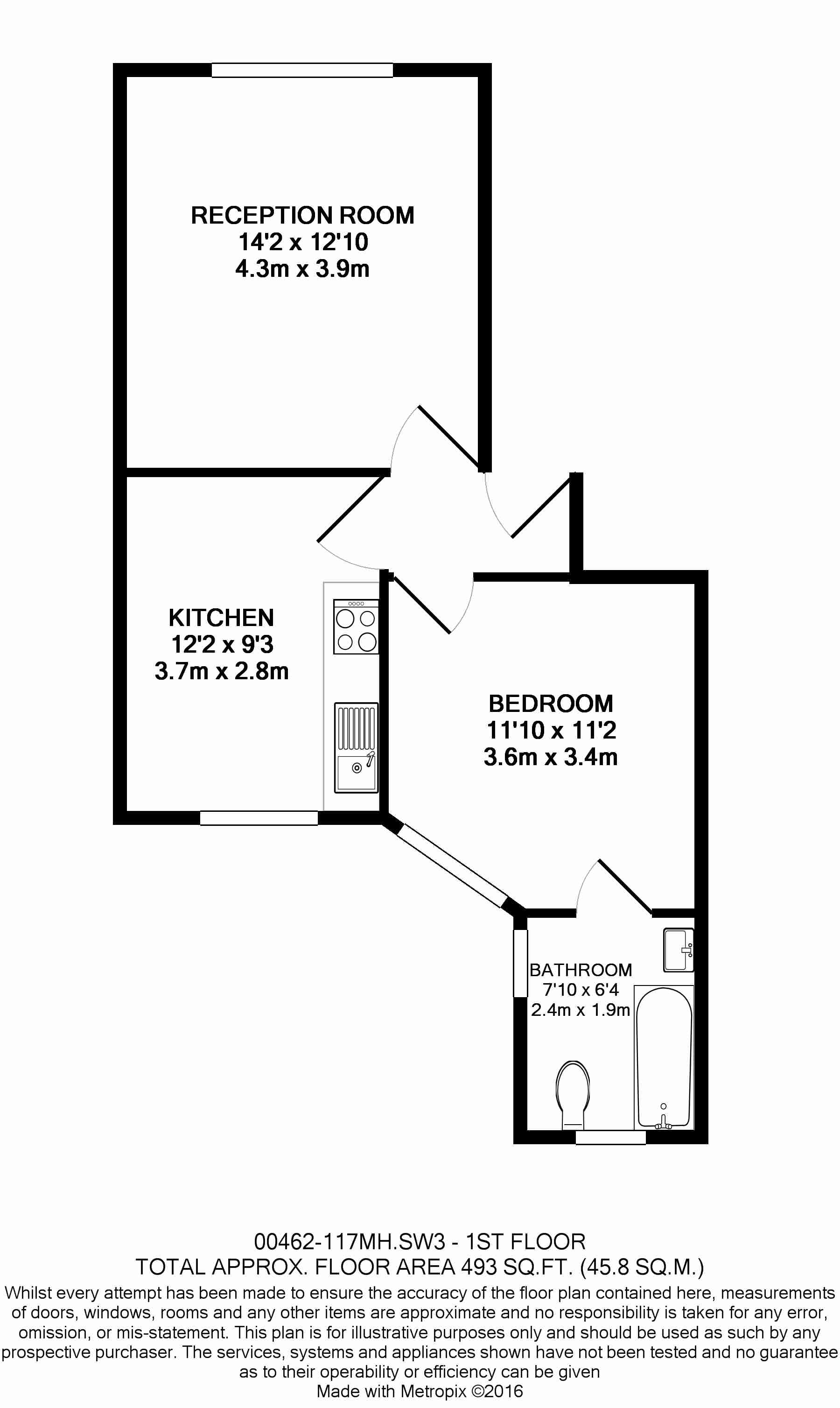 1 bedroom flat to rent in The Marlborough, Walton Street, Chelsea SW3-Floorplan