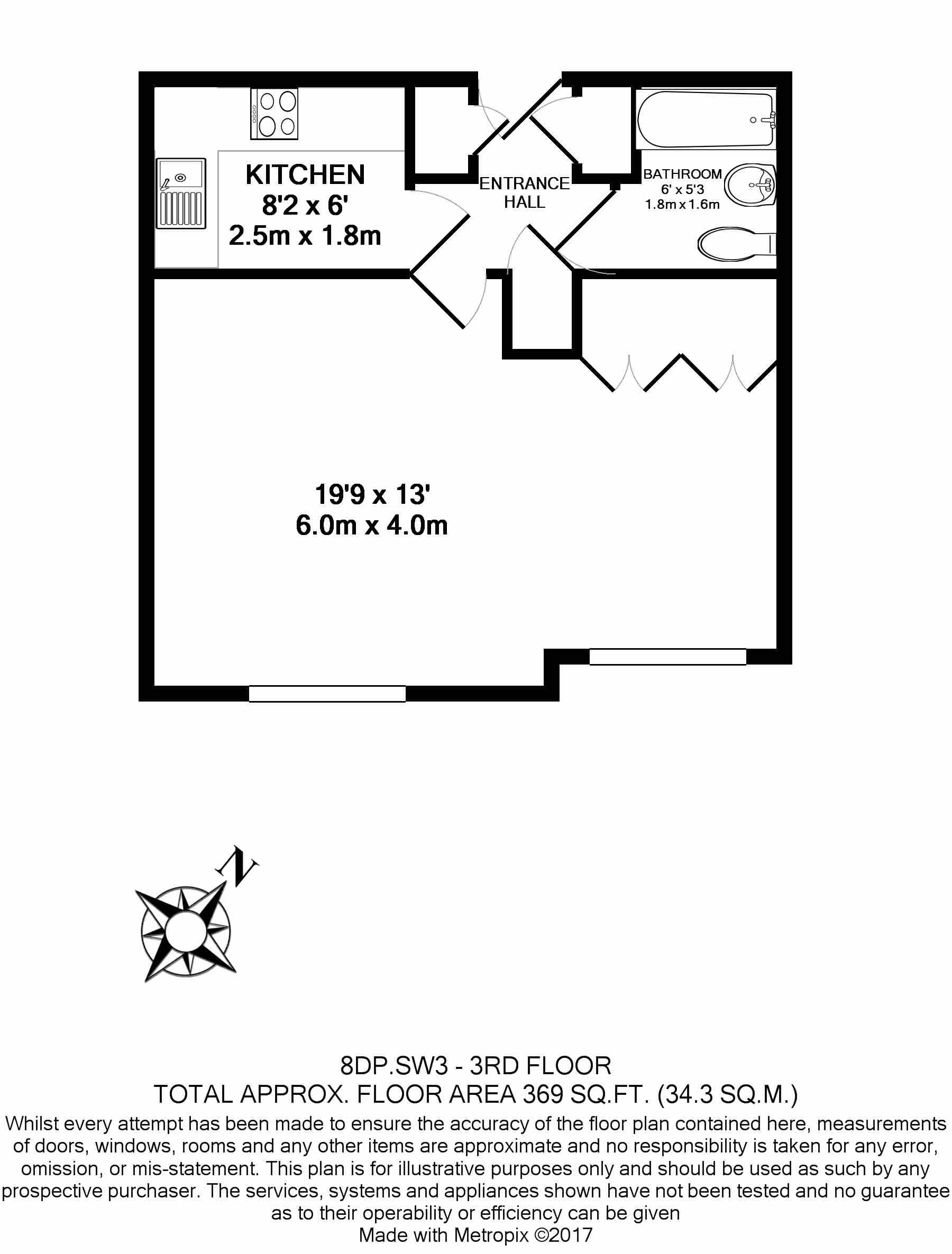 Studio flat to rent in Draycott Place, Chelsea, SW3-Floorplan