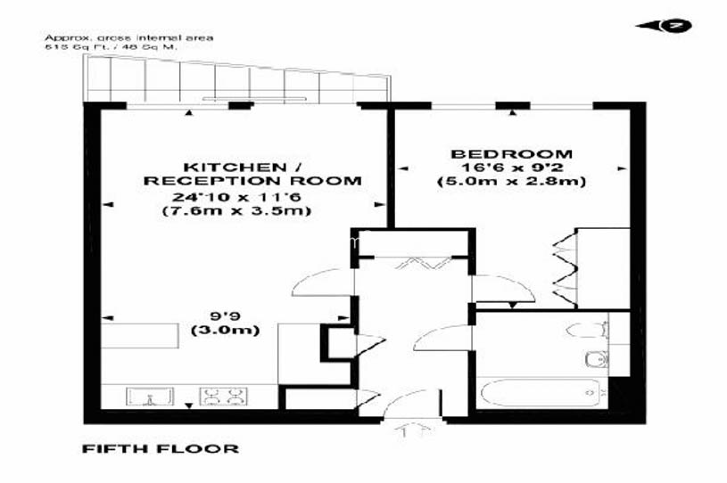 1 bedroom flat to rent in Caro Point, Grosvenor Waterside, Victoria SW1-Floorplan