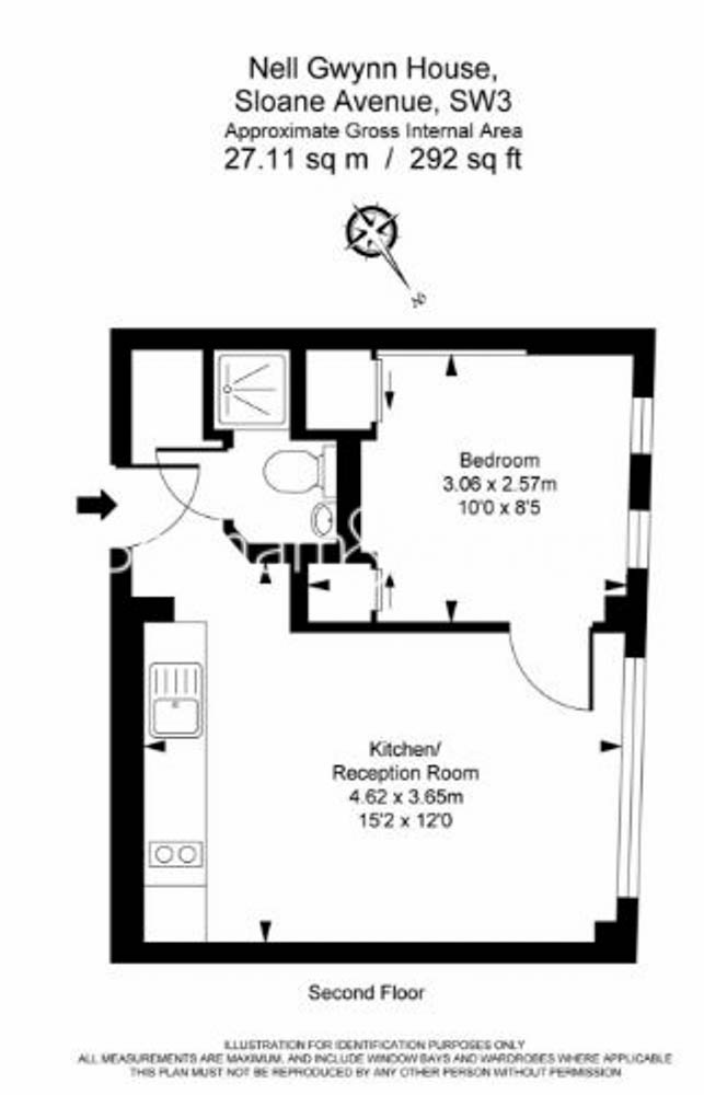 1 bedroom flat to rent in Nell Gwynn House, Sloane Avenue, SW3-Floorplan