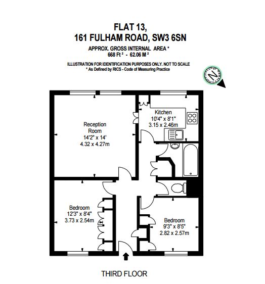 2 bedrooms flat to rent in 161 Fulham Road, Chelsea, SW3-Floorplan