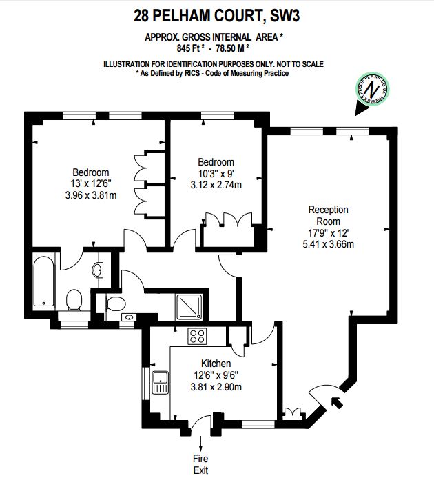 2 bedrooms flat to rent in Pelham Court, Chelsea, SW3-Floorplan