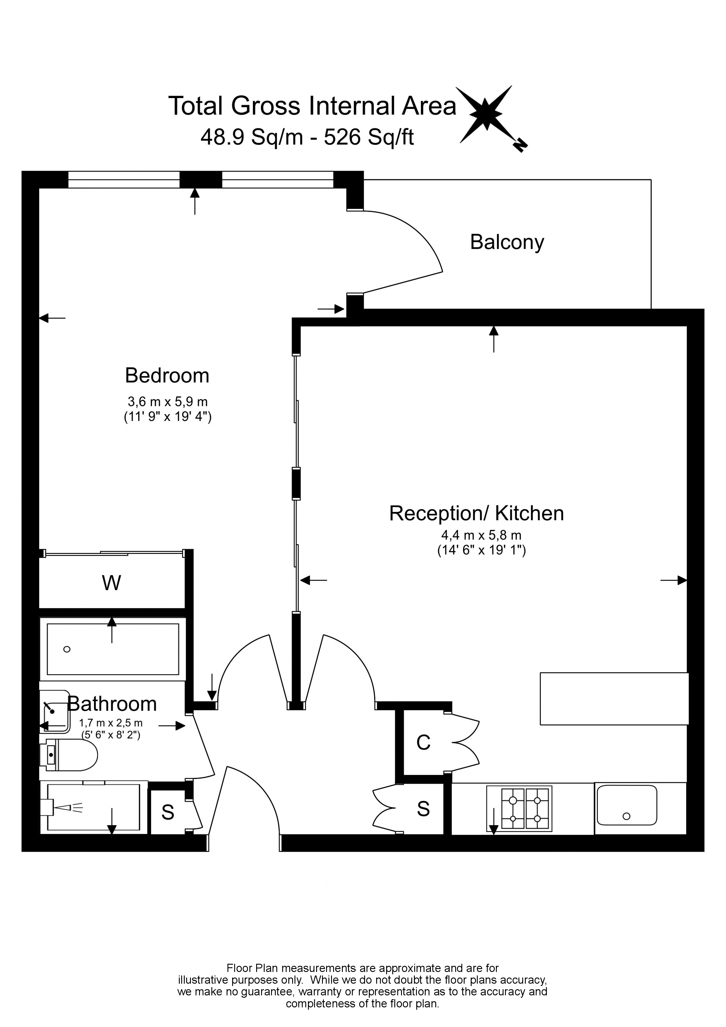 1 bedroom flat to rent in Grosvenor Waterside, Chelsea Embankment, SW1W-Floorplan