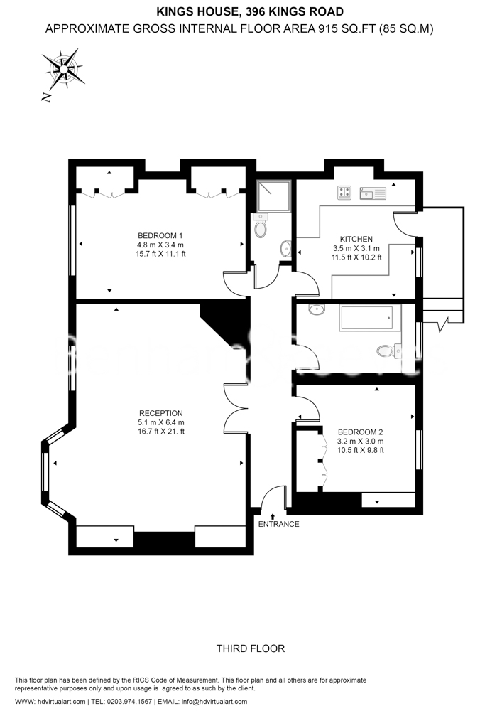 2 bedrooms flat to rent in Kings House, 396 Kings Road, Chelsea SW3-Floorplan