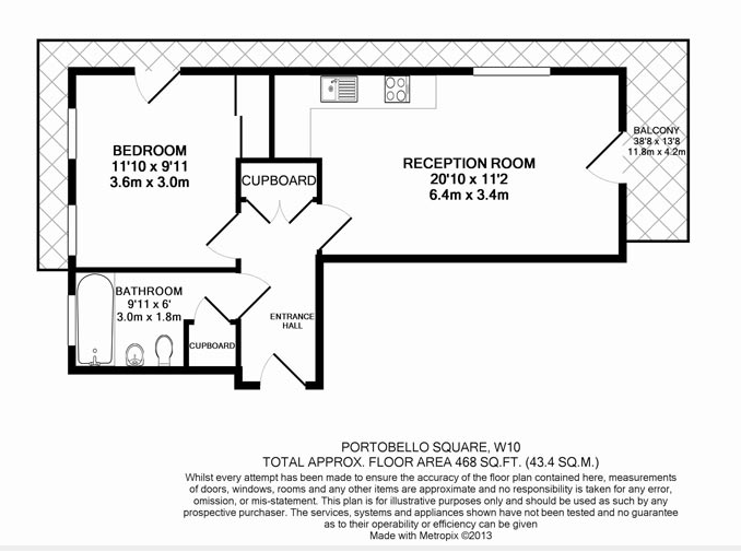 1 bedroom flat to rent in Portobello Square, Ladbroke Grove, W10-Floorplan